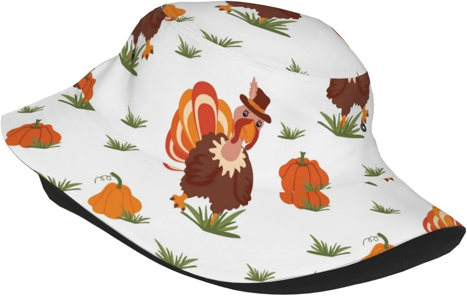 Cute Thanksgiving Turkey Bucket Hat for Men Women Teens Vintage Unisex Travel Beach Sun Hats Packable Summer Fisherman Hat
