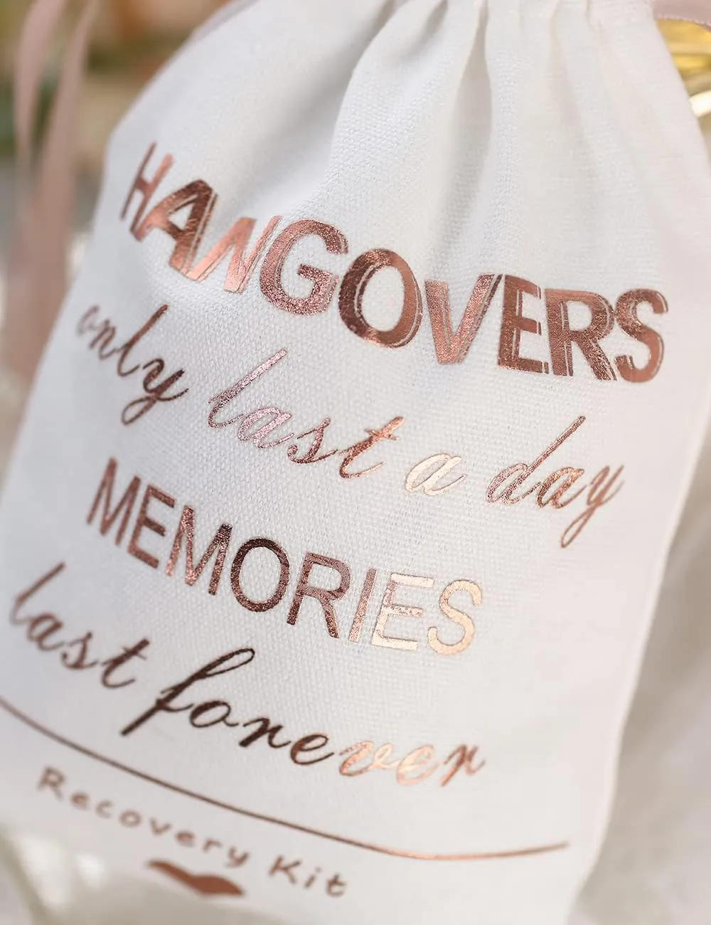 Cytdkve Rose Gold Foiled Hangover Favor Bag Bachelorette Party Favor Bag, Wedding Survival Kit Bags Bride Bridesmaid Gift Bags for Wedding Bridal Shower Party (10 Pieces, White, 5 x 7 Inch)
