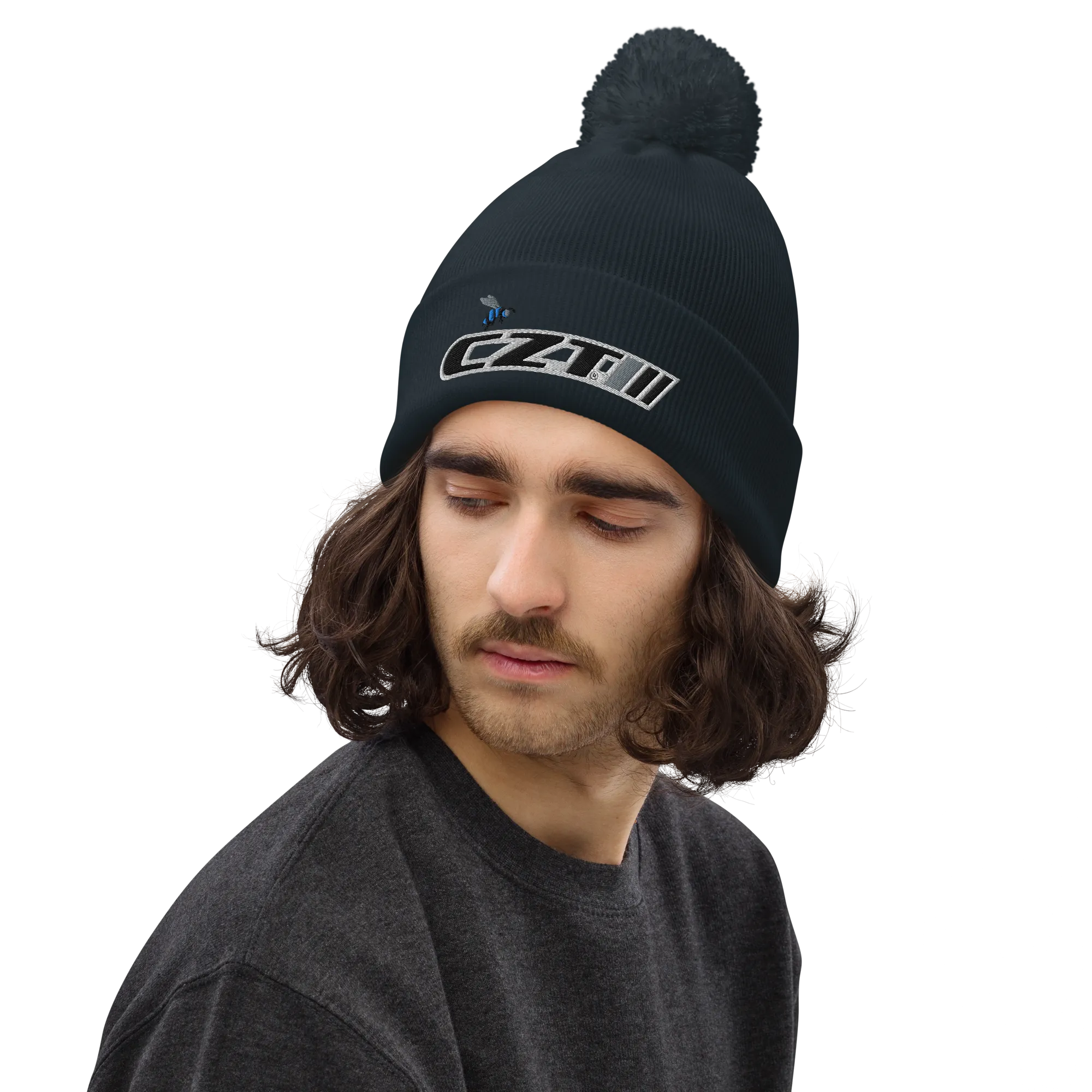 CZT BEE & Banner Logo Earthtone Pom Cuffed Beanie
