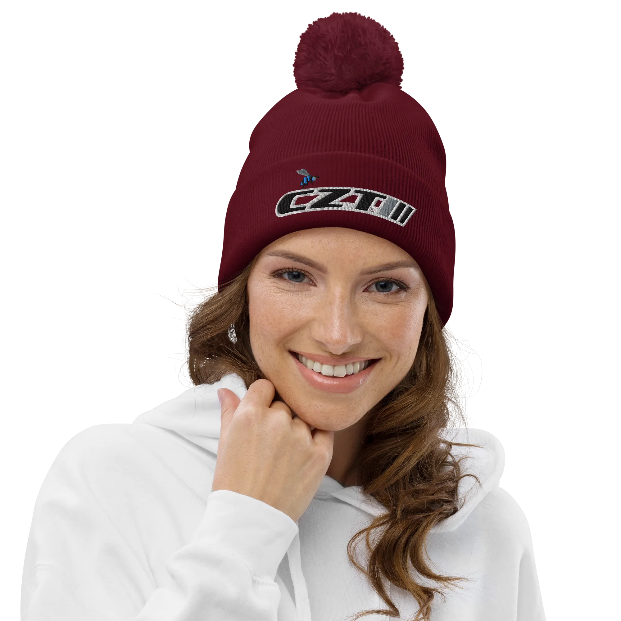 CZT BEE & Banner Logo Earthtone Pom Cuffed Beanie