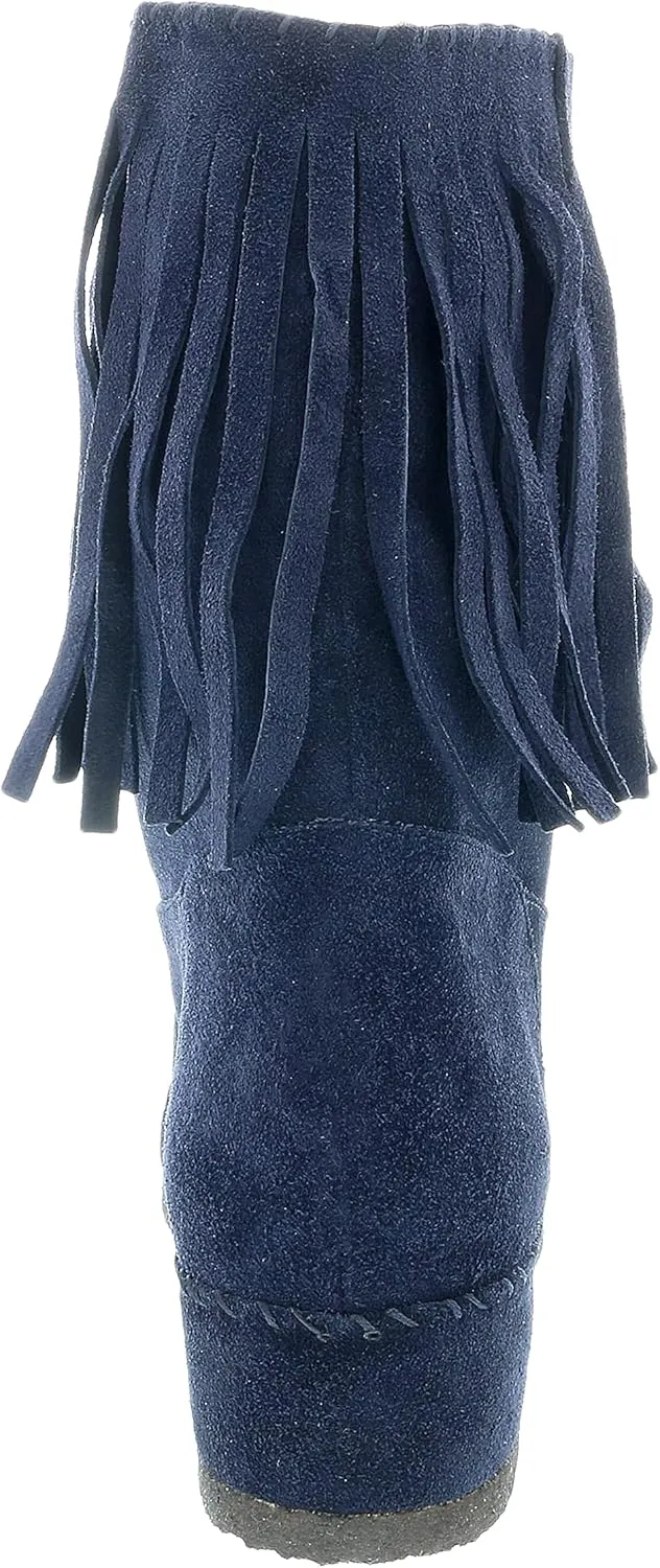 Daniela Fargion Fuschia Suede Suede Mid Calf Low Wedge Heel Boots- for Womens