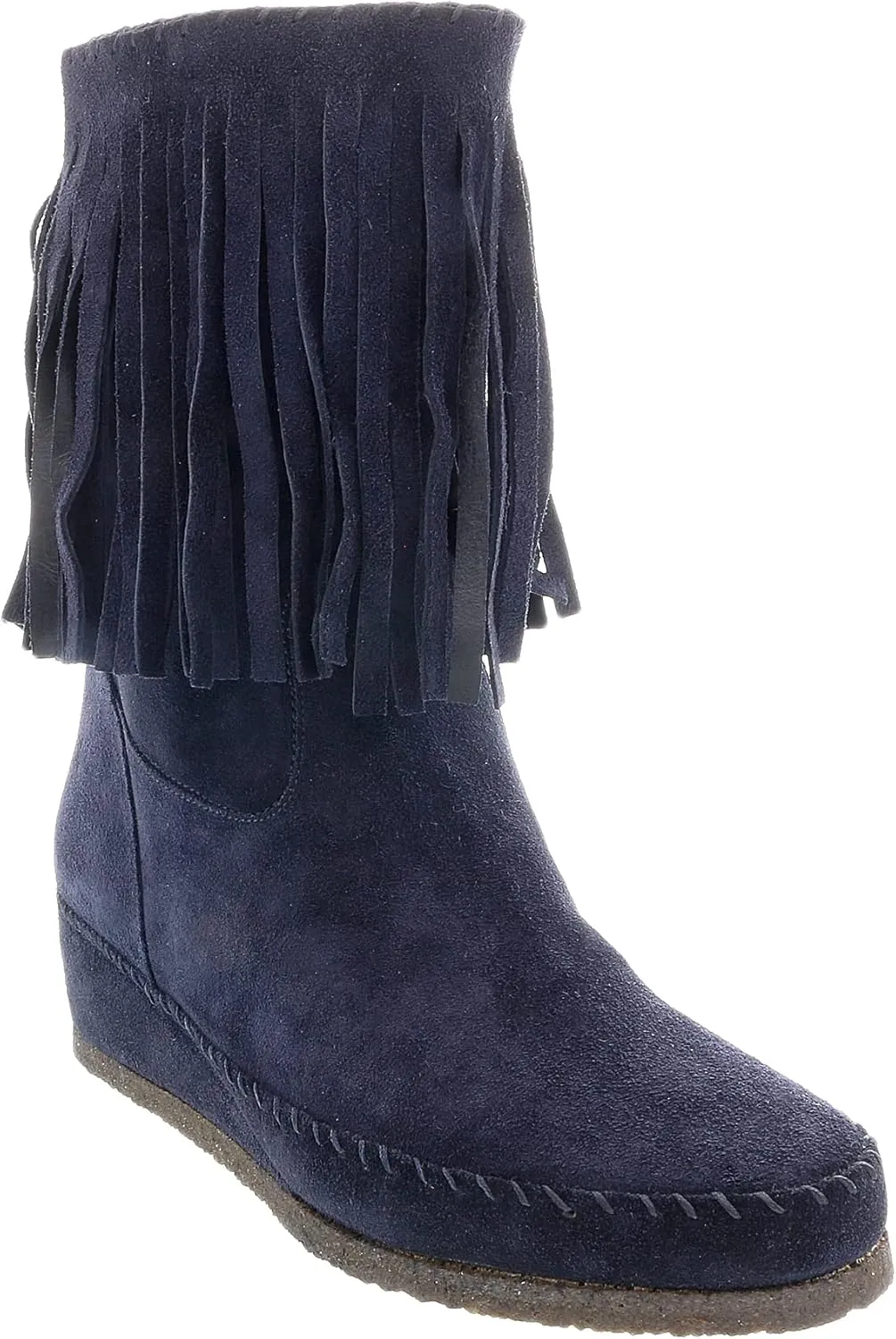 Daniela Fargion Fuschia Suede Suede Mid Calf Low Wedge Heel Boots- for Womens
