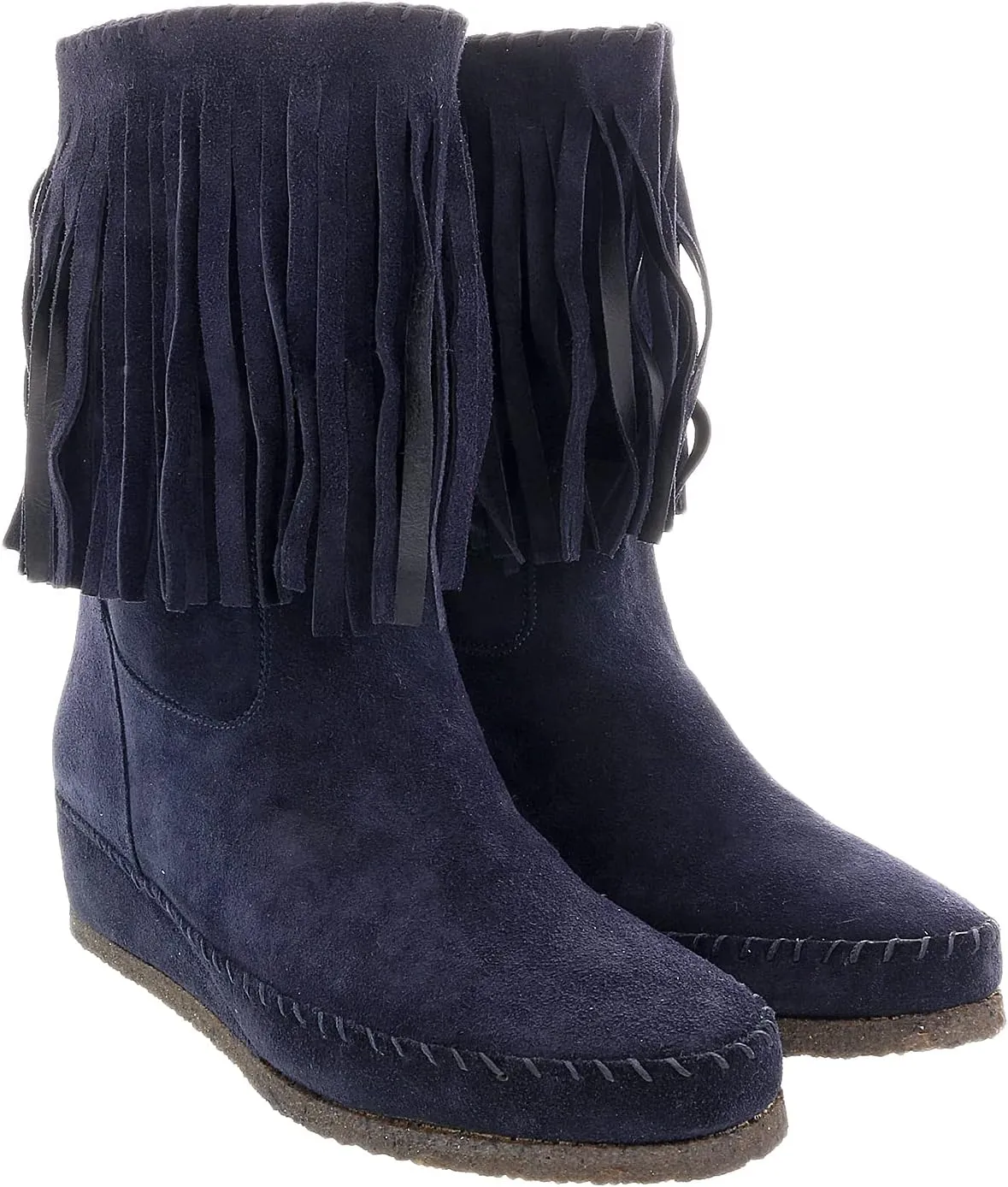Daniela Fargion Fuschia Suede Suede Mid Calf Low Wedge Heel Boots- for Womens
