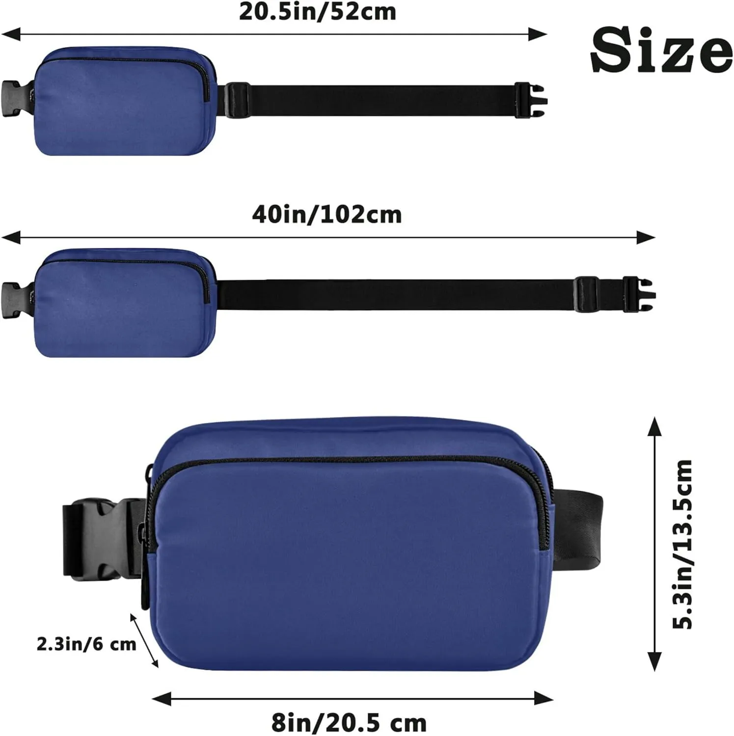 Dark Mineral Blue Women Fanny Pack Waterproof Hip Pack Belt Pouch Cute Travel Waist Bag