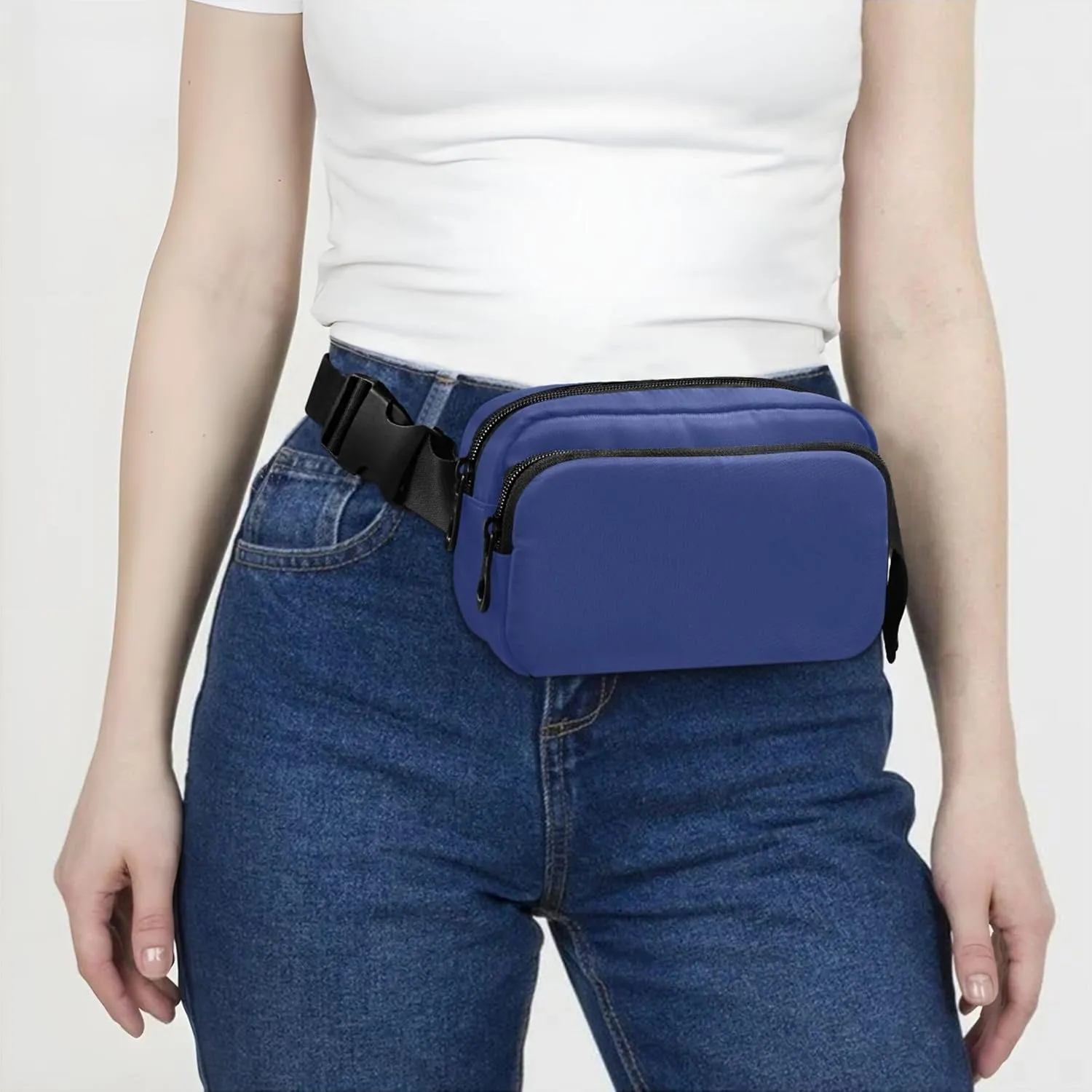 Dark Mineral Blue Women Fanny Pack Waterproof Hip Pack Belt Pouch Cute Travel Waist Bag