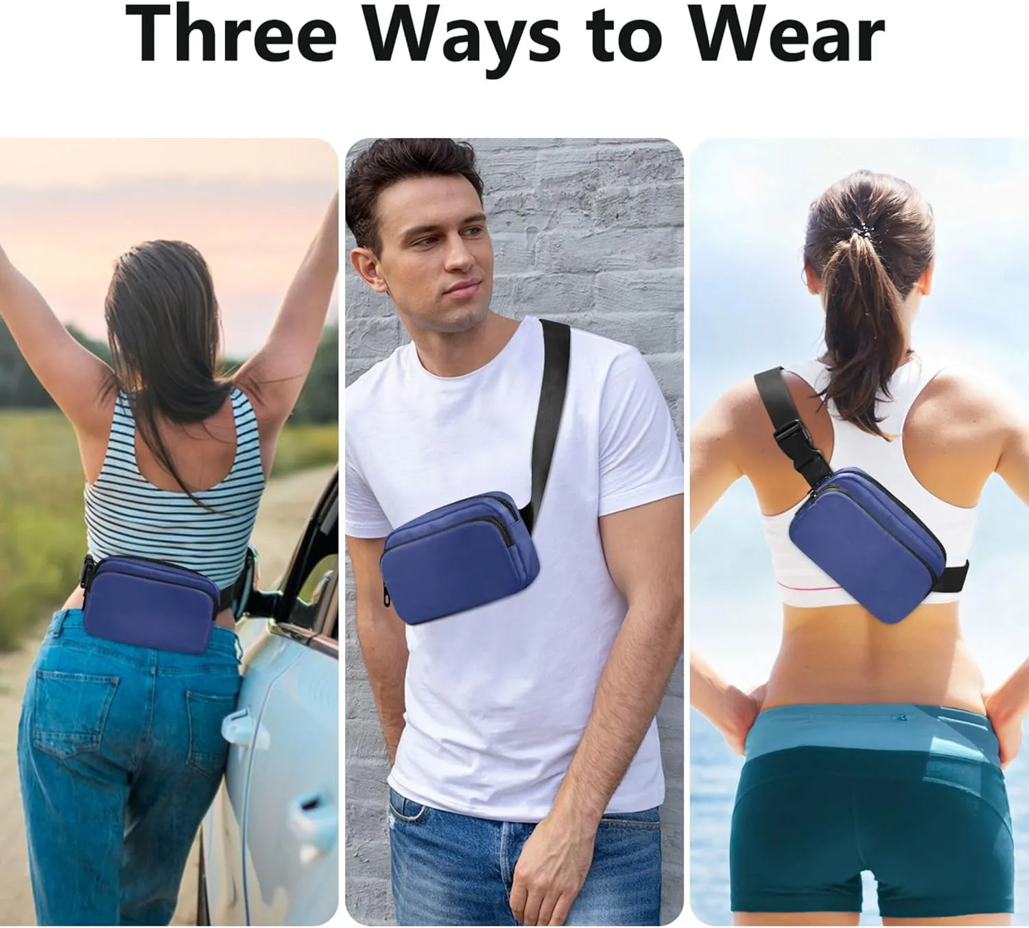 Dark Mineral Blue Women Fanny Pack Waterproof Hip Pack Belt Pouch Cute Travel Waist Bag