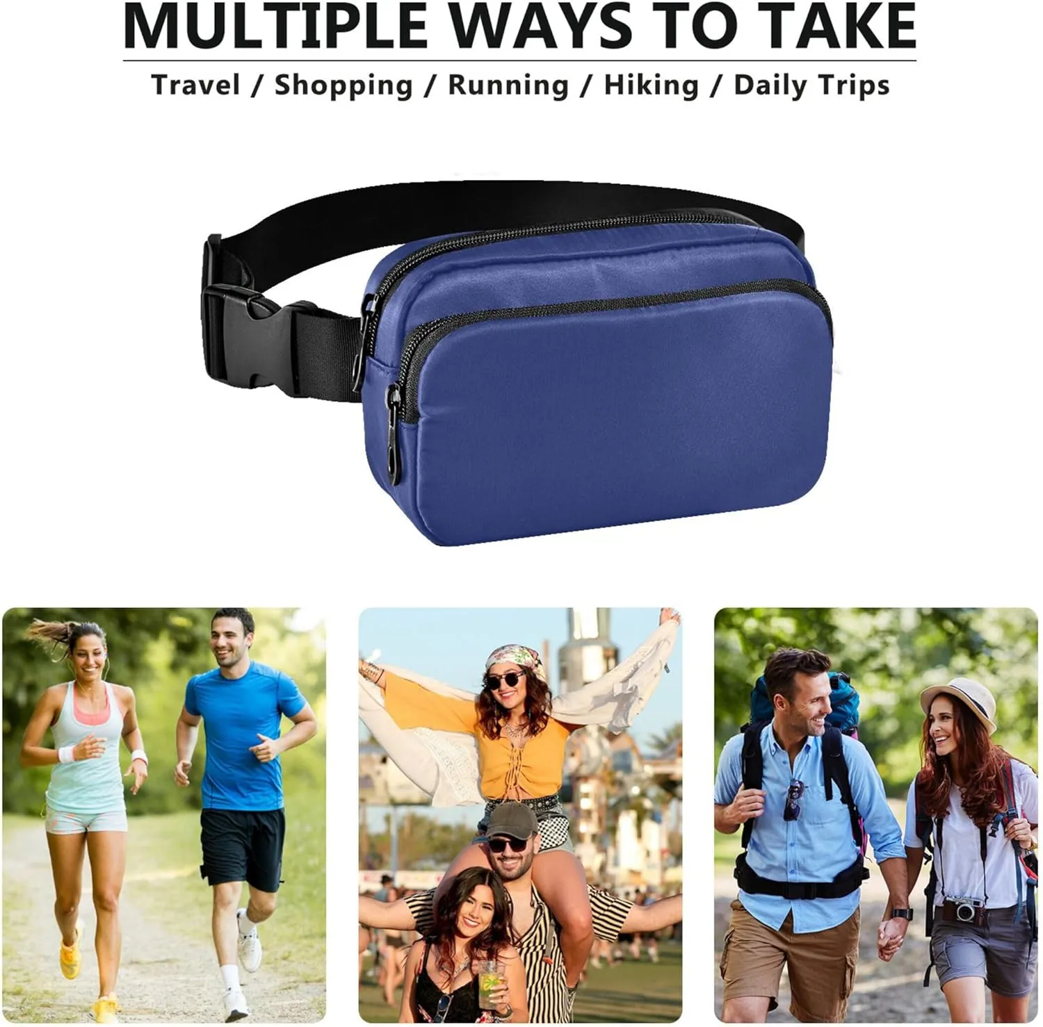 Dark Mineral Blue Women Fanny Pack Waterproof Hip Pack Belt Pouch Cute Travel Waist Bag