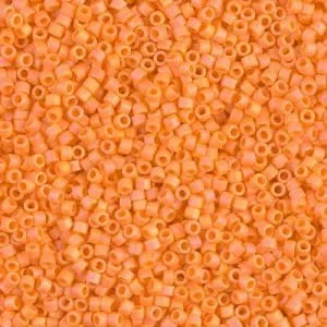 DB 1593, Matte Opaque Mandarin Orange AB - Miyuki Delica Beads - Size 11 - 5 grams - Japanese Cylinder Seed Beads - Wholesale & Retail