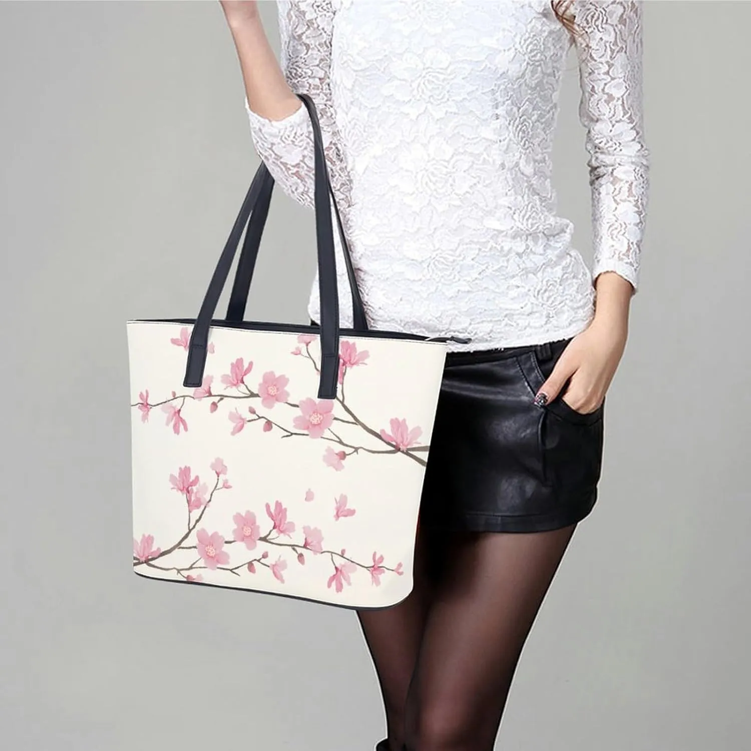 Decorative Beige Stone Leather Handbag Smooth Wrinkle Resistant Lightweight And Convenient