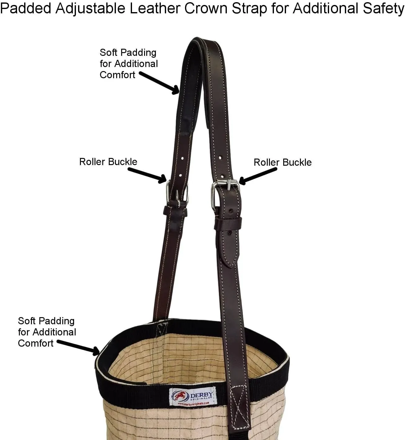 Derby Originals Ripstop 24 Oz Canvas Feed Bag with Padded Leather Crown Strap for Safety and No-Spill Flap Design
