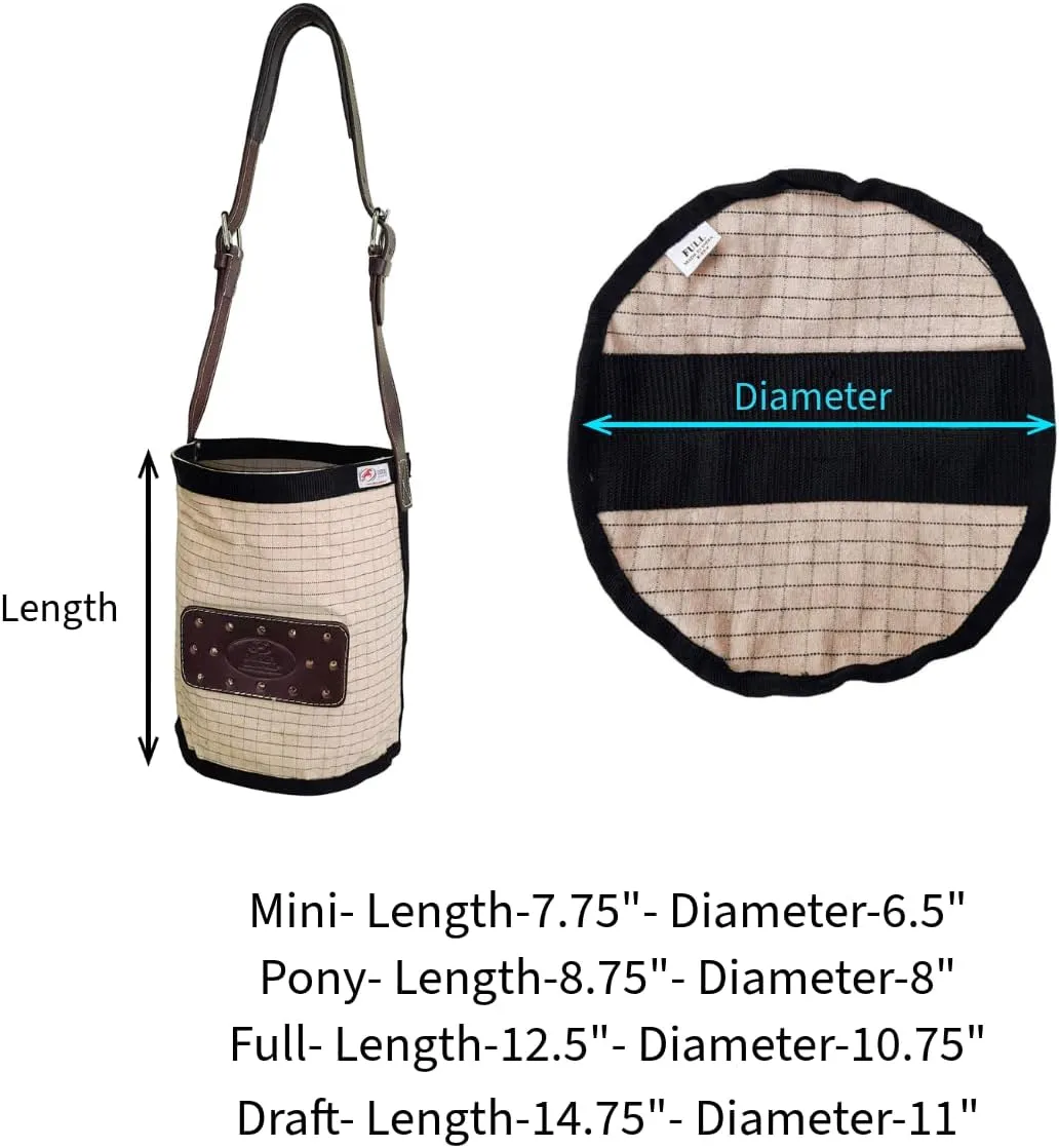 Derby Originals Ripstop 24 Oz Canvas Feed Bag with Padded Leather Crown Strap for Safety and No-Spill Flap Design