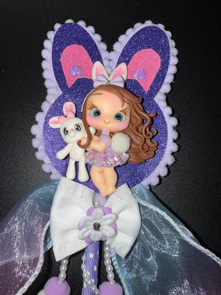 Designed By Sarah - Beautiful Hand Decorated Clay Girl Wand - Samantha