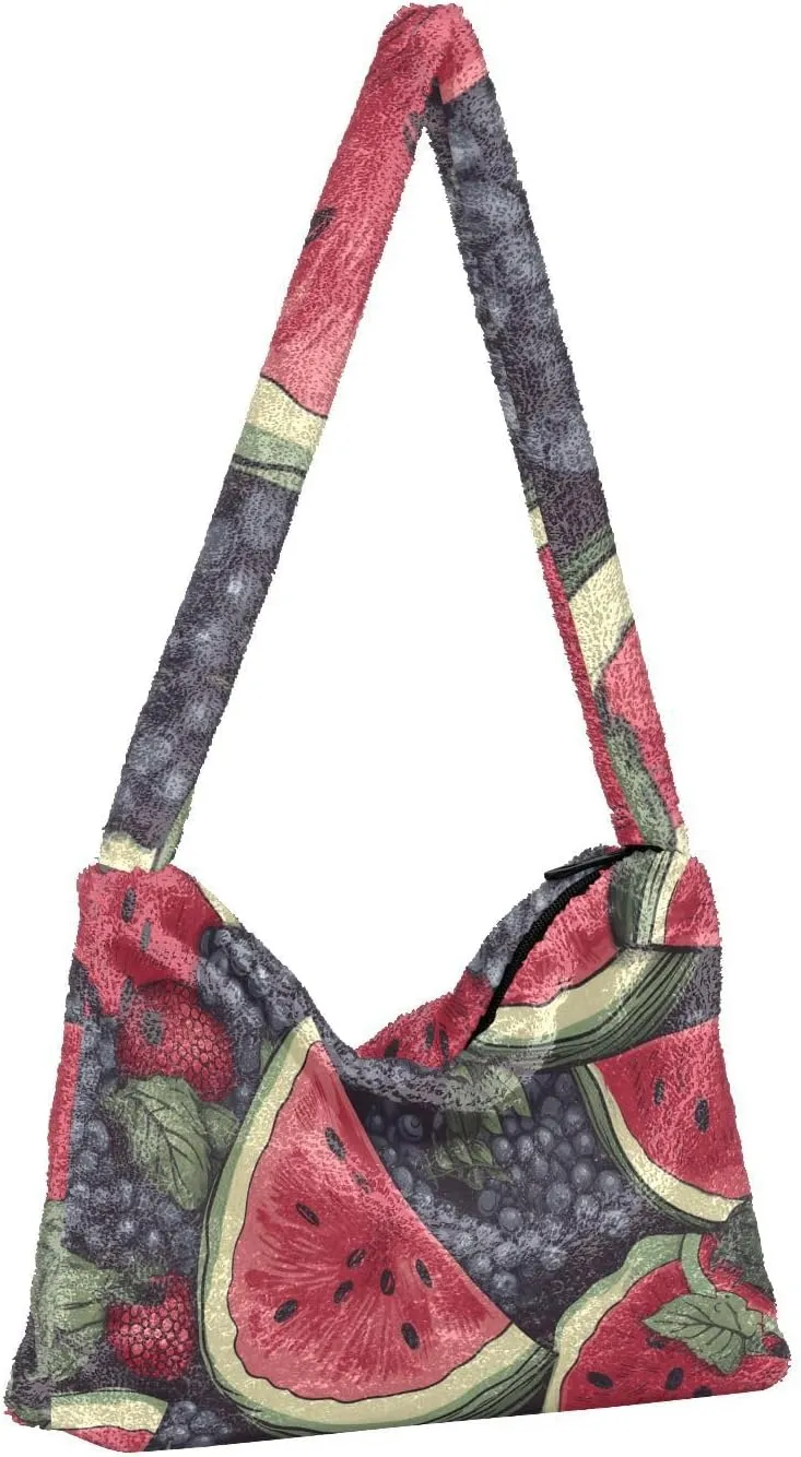 Different Red White Candies Plush Bag, Women Handbags, Shoulder Bags for Women