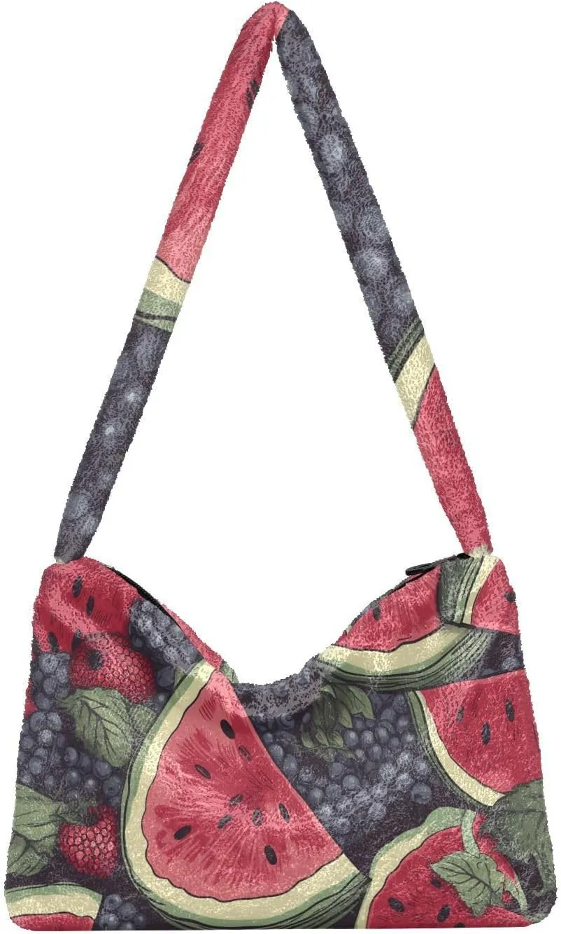 Different Red White Candies Plush Bag, Women Handbags, Shoulder Bags for Women