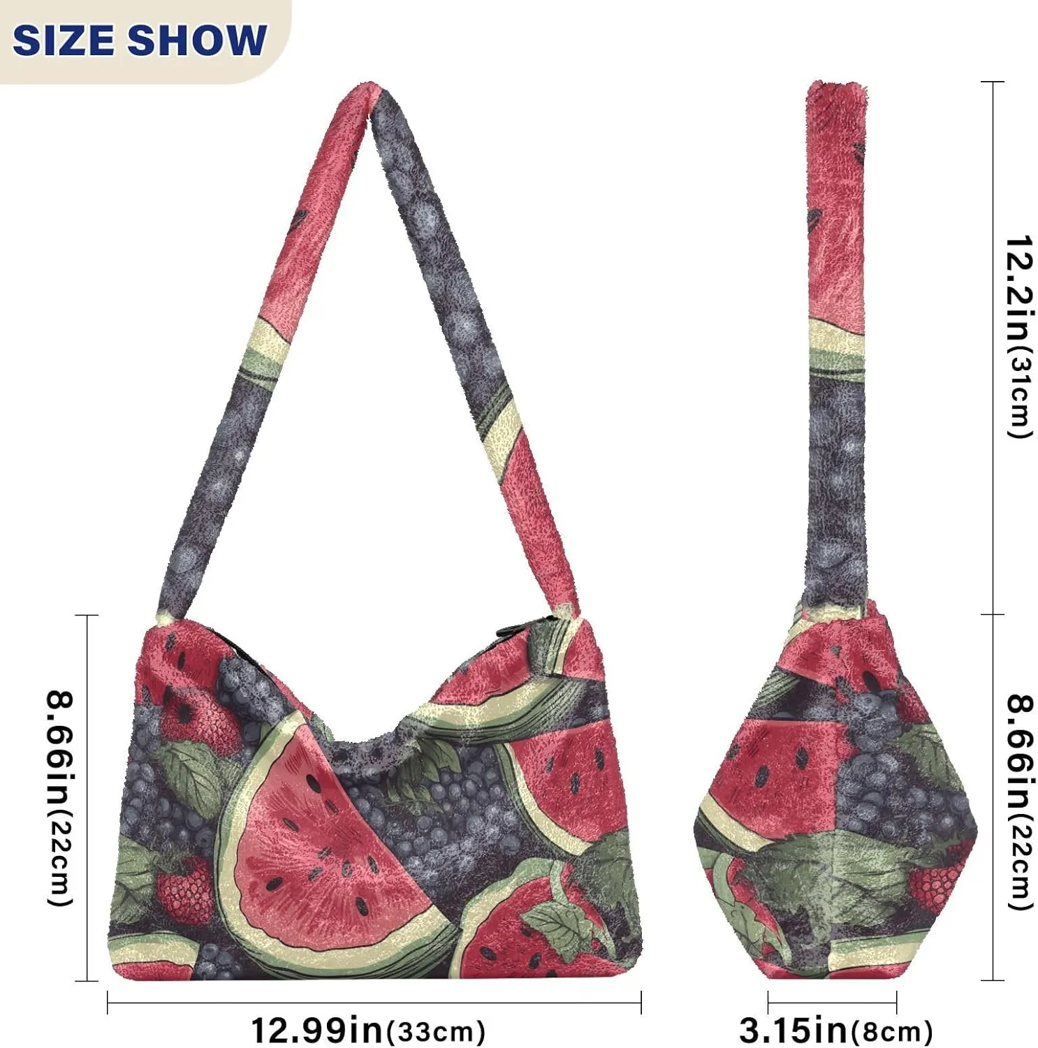 Different Red White Candies Plush Bag, Women Handbags, Shoulder Bags for Women