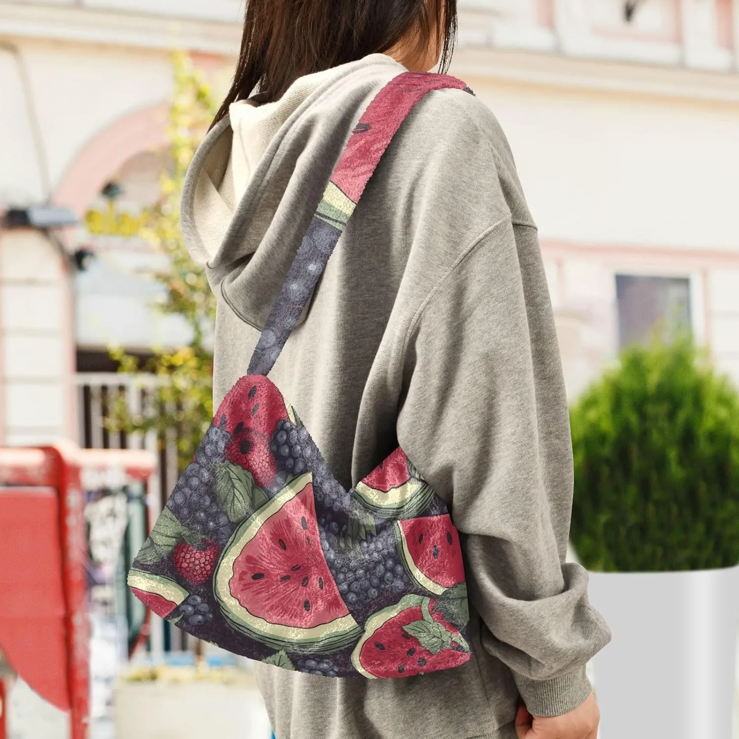 Different Red White Candies Plush Bag, Women Handbags, Shoulder Bags for Women