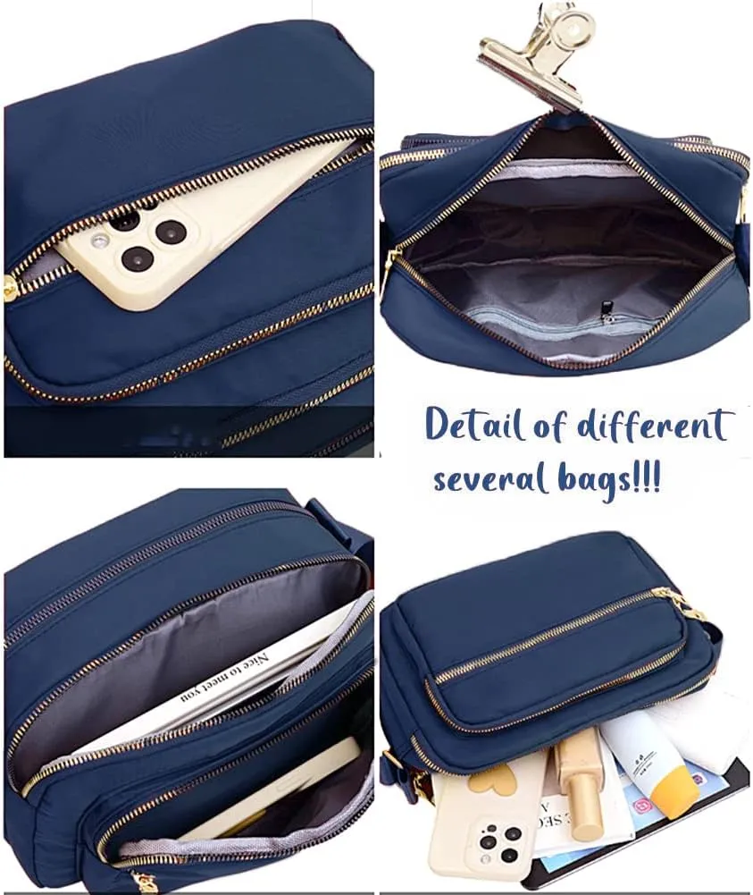 DIHKLCIO Nylon Crossbody Bags for Women Purses and Handbags Women's Casual Messenger Bag Waterproof Black Crossbody Purse