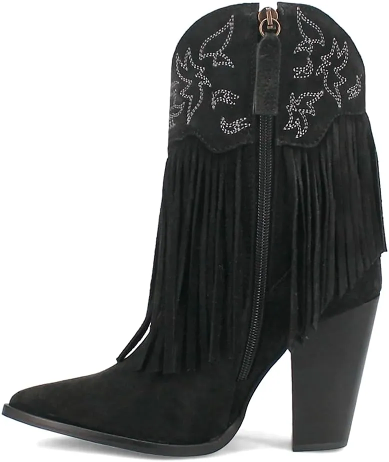 Dingo Women's Crazy Train Fringe Embroidery Pointed Toe Zippered Western Boot
