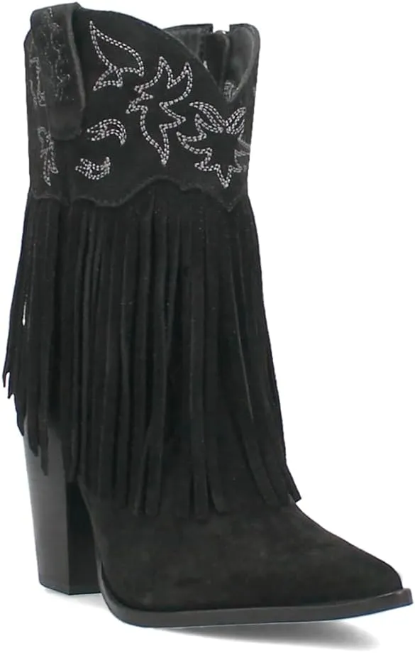 Dingo Women's Crazy Train Fringe Embroidery Pointed Toe Zippered Western Boot