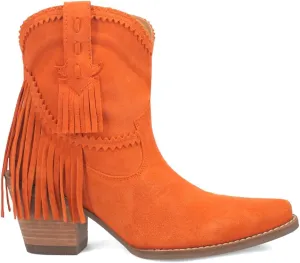 Dingo Womens Fandango Fringe Snip Toe Pull On Casual Boots Ankle High Heel 3" & Up - Black