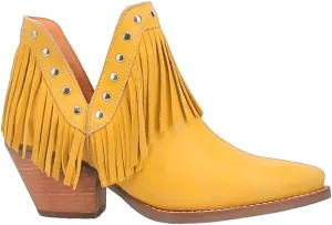 Dingo Womens Fine N' Dandy Fringe Snip Toe Casual Boots Ankle Mid Heel 2-3" - Green