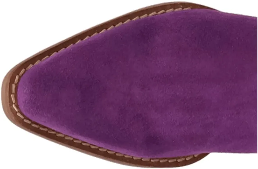 Dingo Womens Tapadero Southwest Fringe Snip Toe Casual Boots Mid Heel 2-3" - Purple