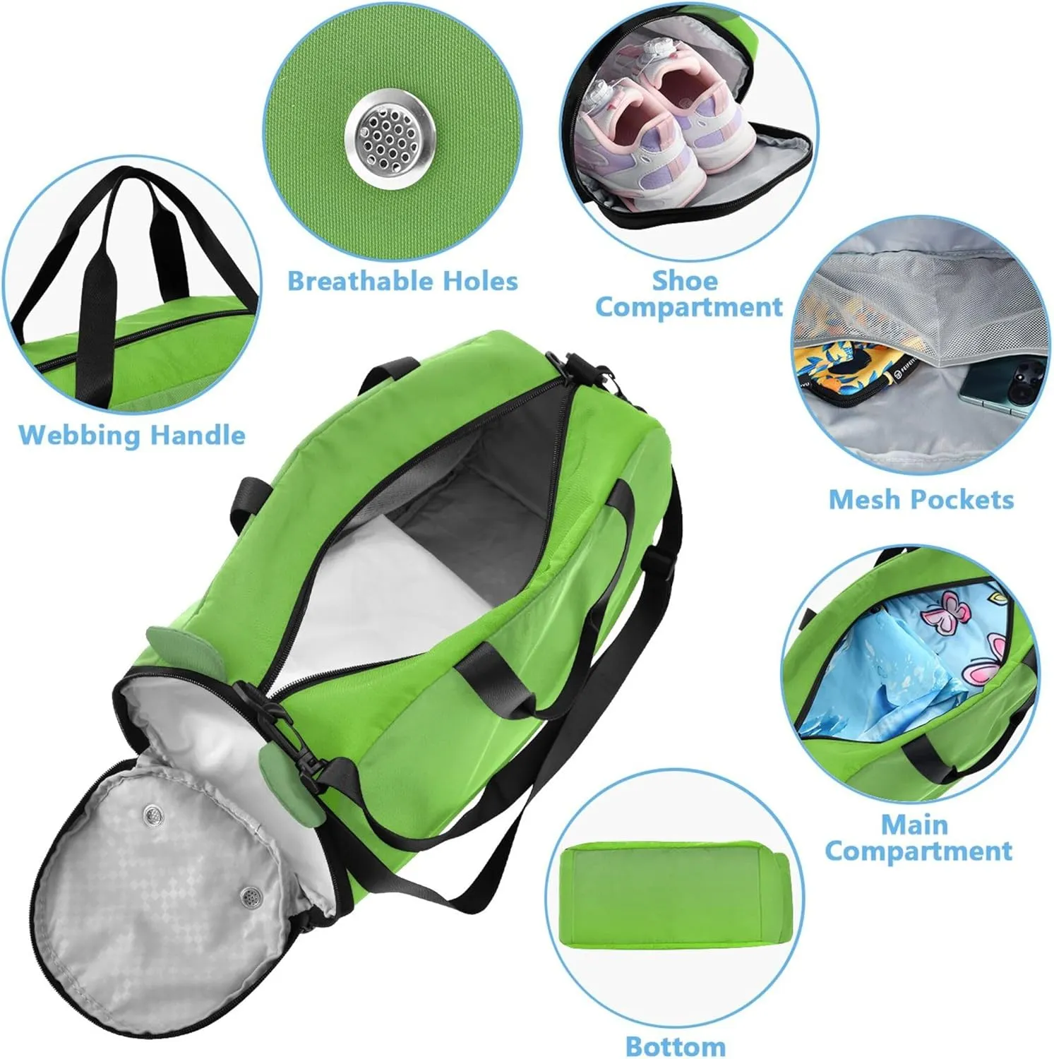 Dinosaur Green Lawn Gradient Boys Carry on Duffel Bag Overnight Weekender Duffel Duffle Bags for Traveling Tote Dance Duffle Bag