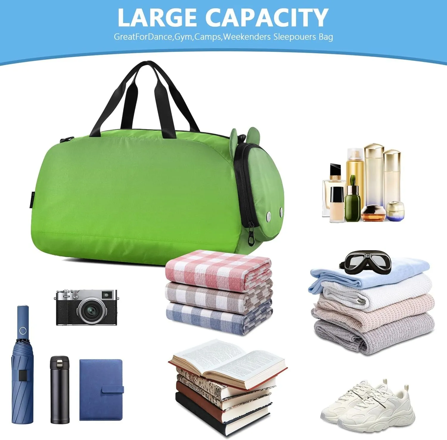 Dinosaur Green Lawn Gradient Boys Carry on Duffel Bag Overnight Weekender Duffel Duffle Bags for Traveling Tote Dance Duffle Bag