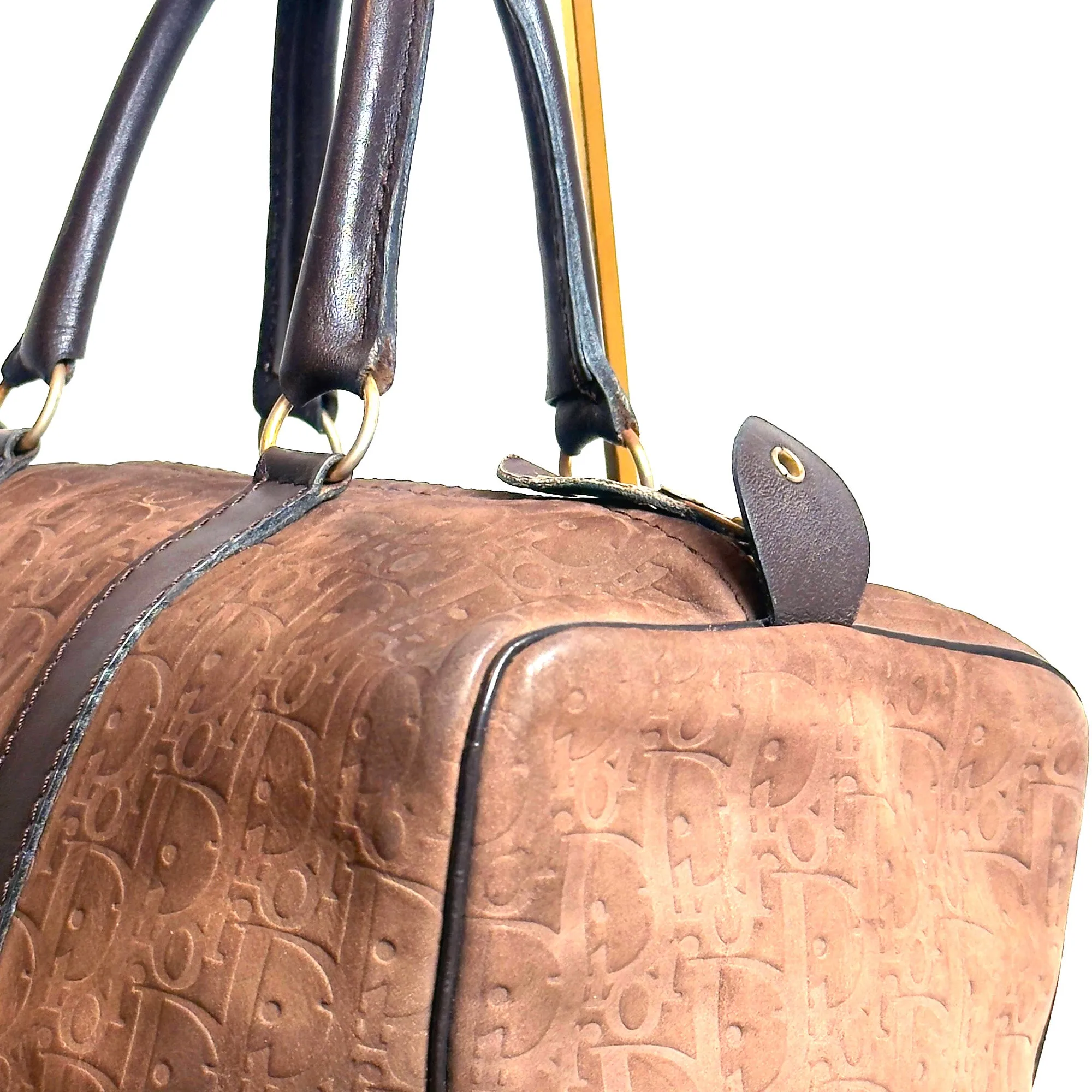 DIOR brown suede boston trotter bag