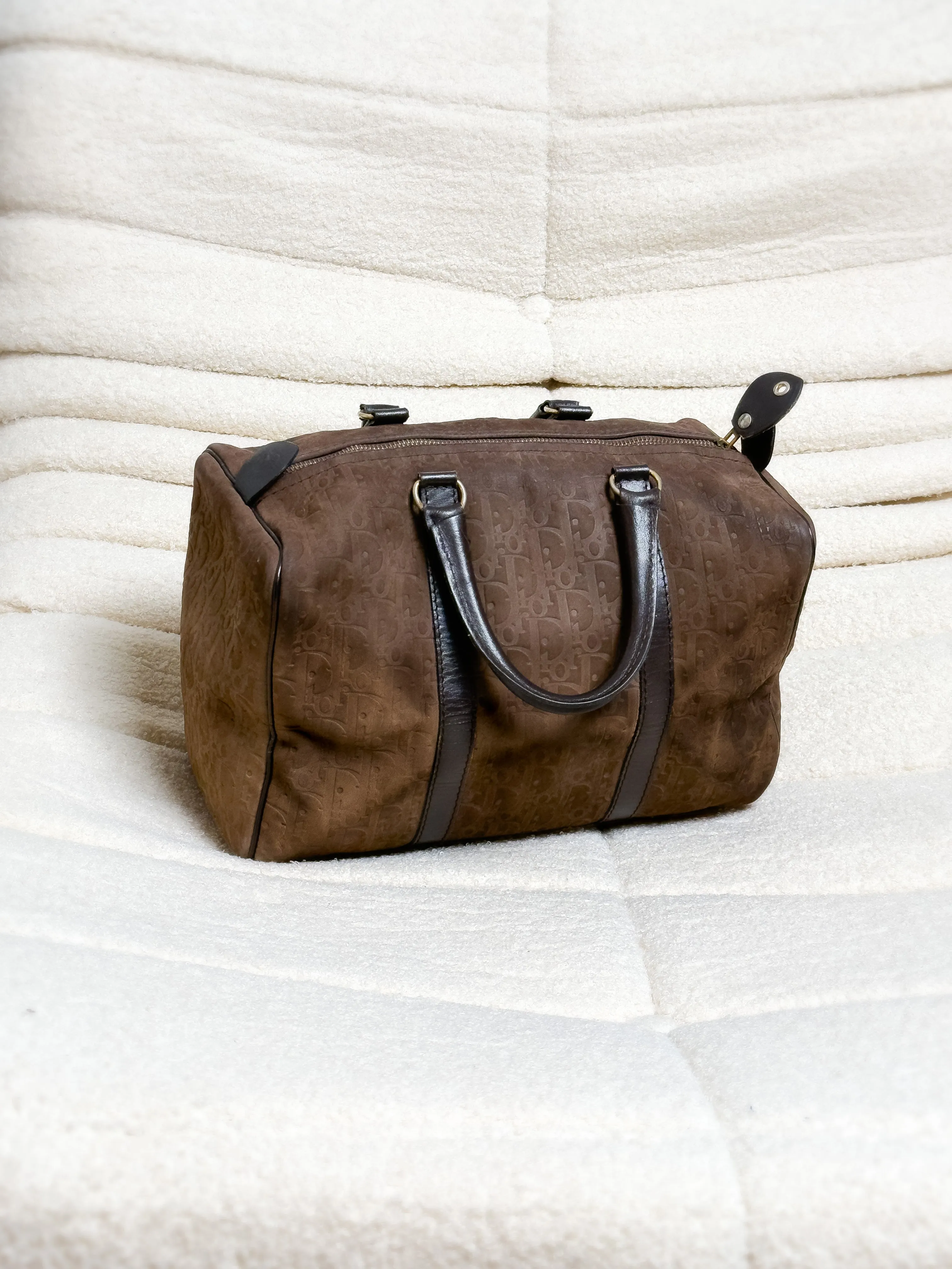 DIOR brown suede boston trotter bag
