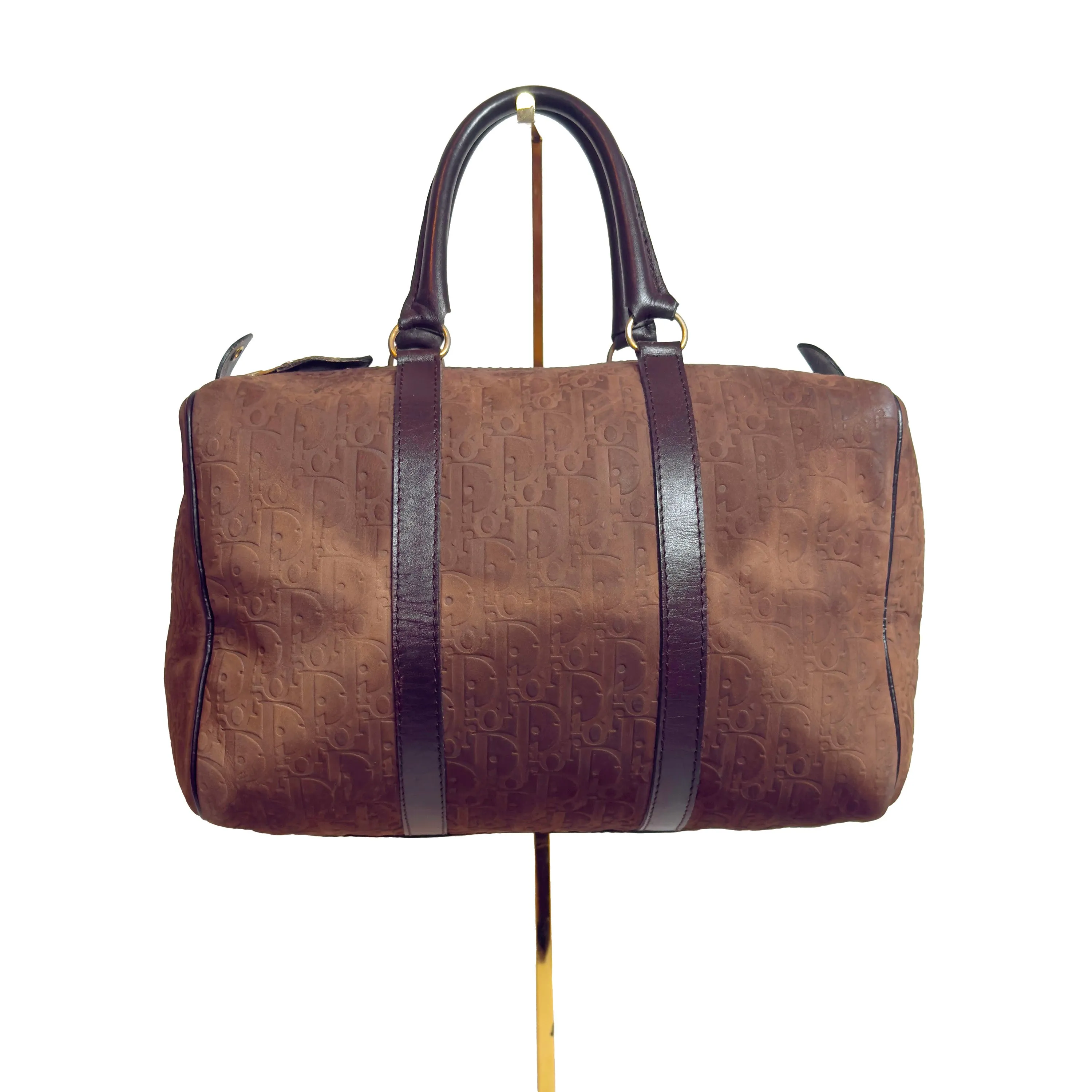 DIOR brown suede boston trotter bag