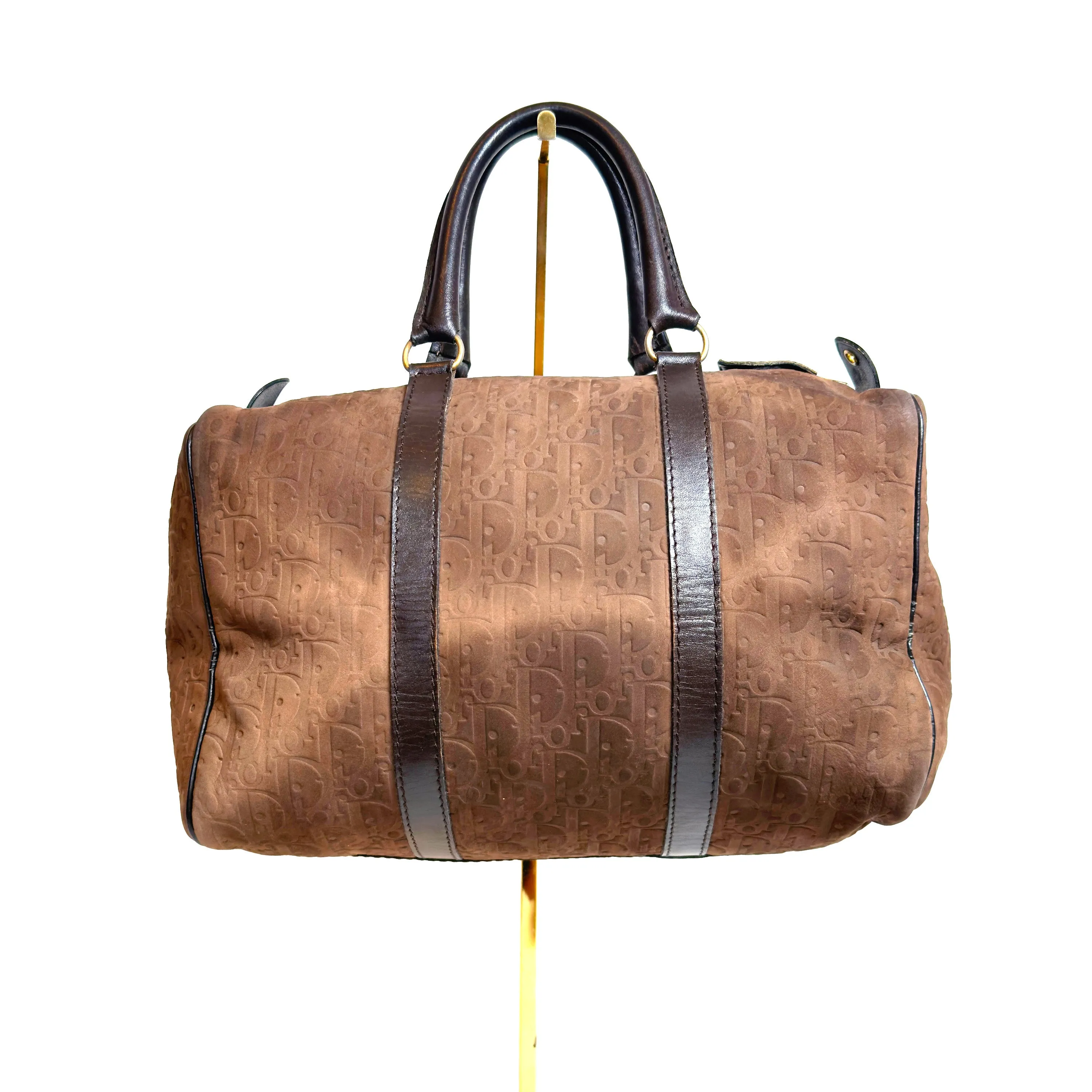 DIOR brown suede boston trotter bag