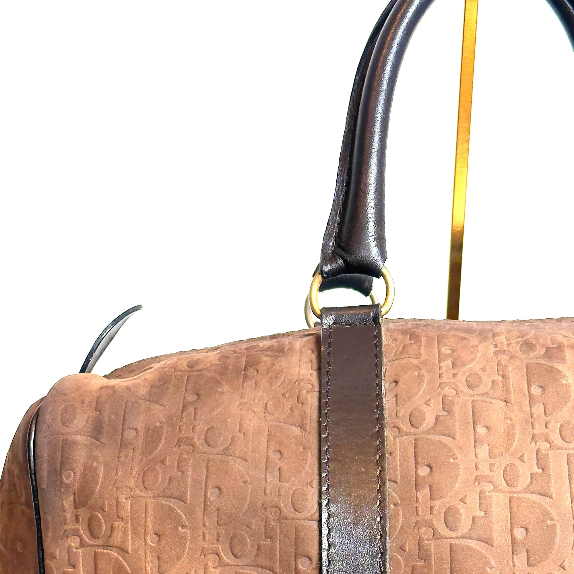 DIOR brown suede boston trotter bag
