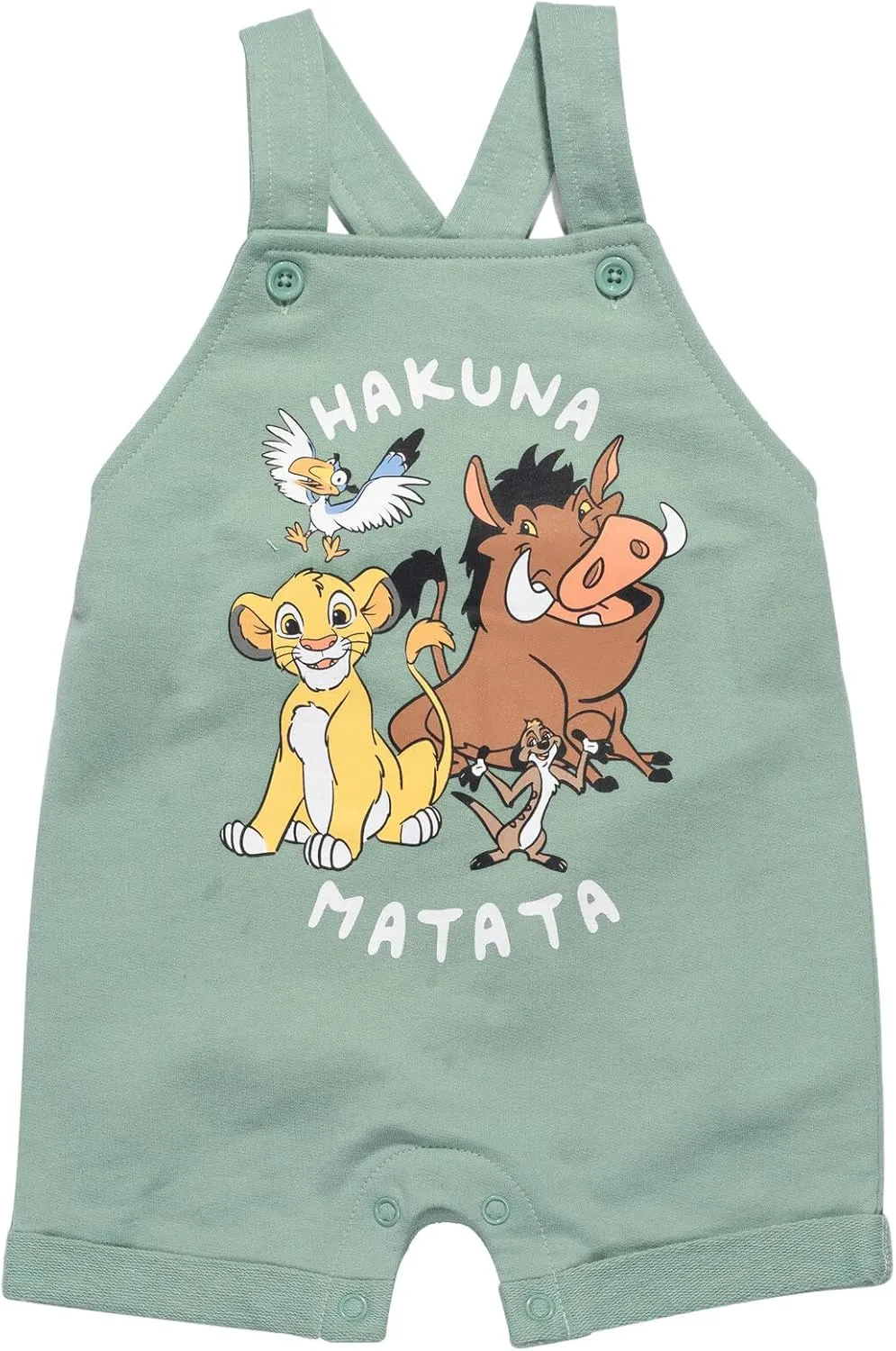 Disney Junior Baby French Terry Short Overalls, T-Shirt and Hat 3 Piece Outfit Set Newborn to Infant Sizes (OS - 24 Months)