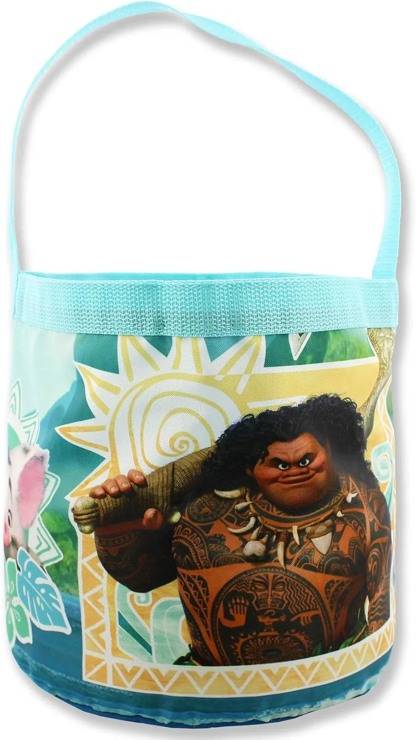 Disney Moana Maui Girls Collapsible Nylon Gift Basket Bucket Tote Bag (One Size, Blue)