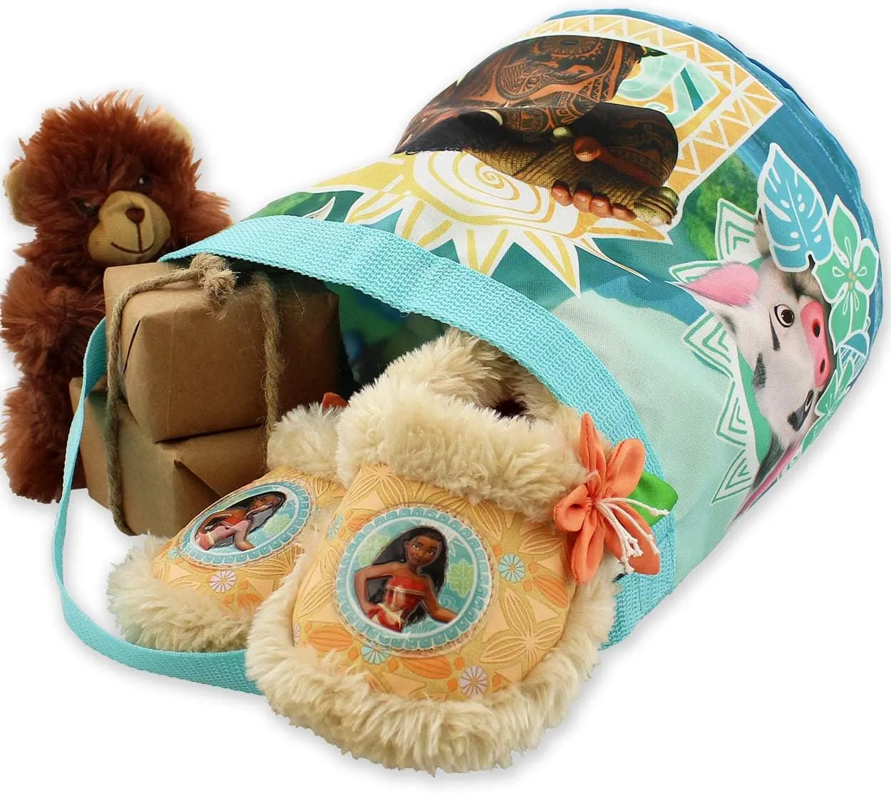 Disney Moana Maui Girls Collapsible Nylon Gift Basket Bucket Tote Bag (One Size, Blue)