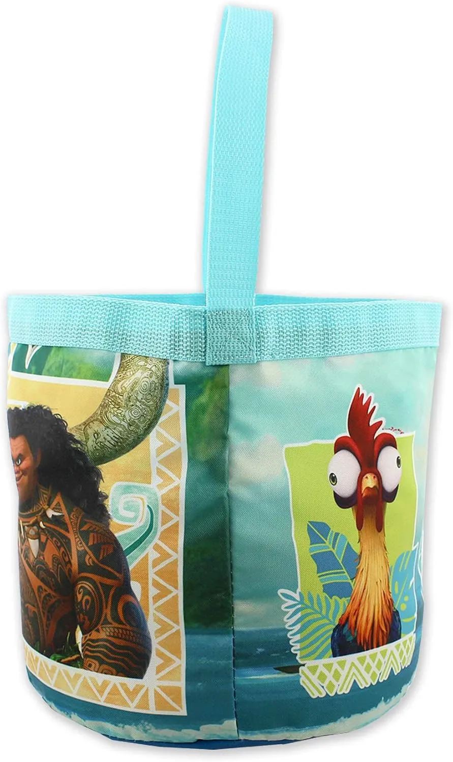 Disney Moana Maui Girls Collapsible Nylon Gift Basket Bucket Tote Bag (One Size, Blue)
