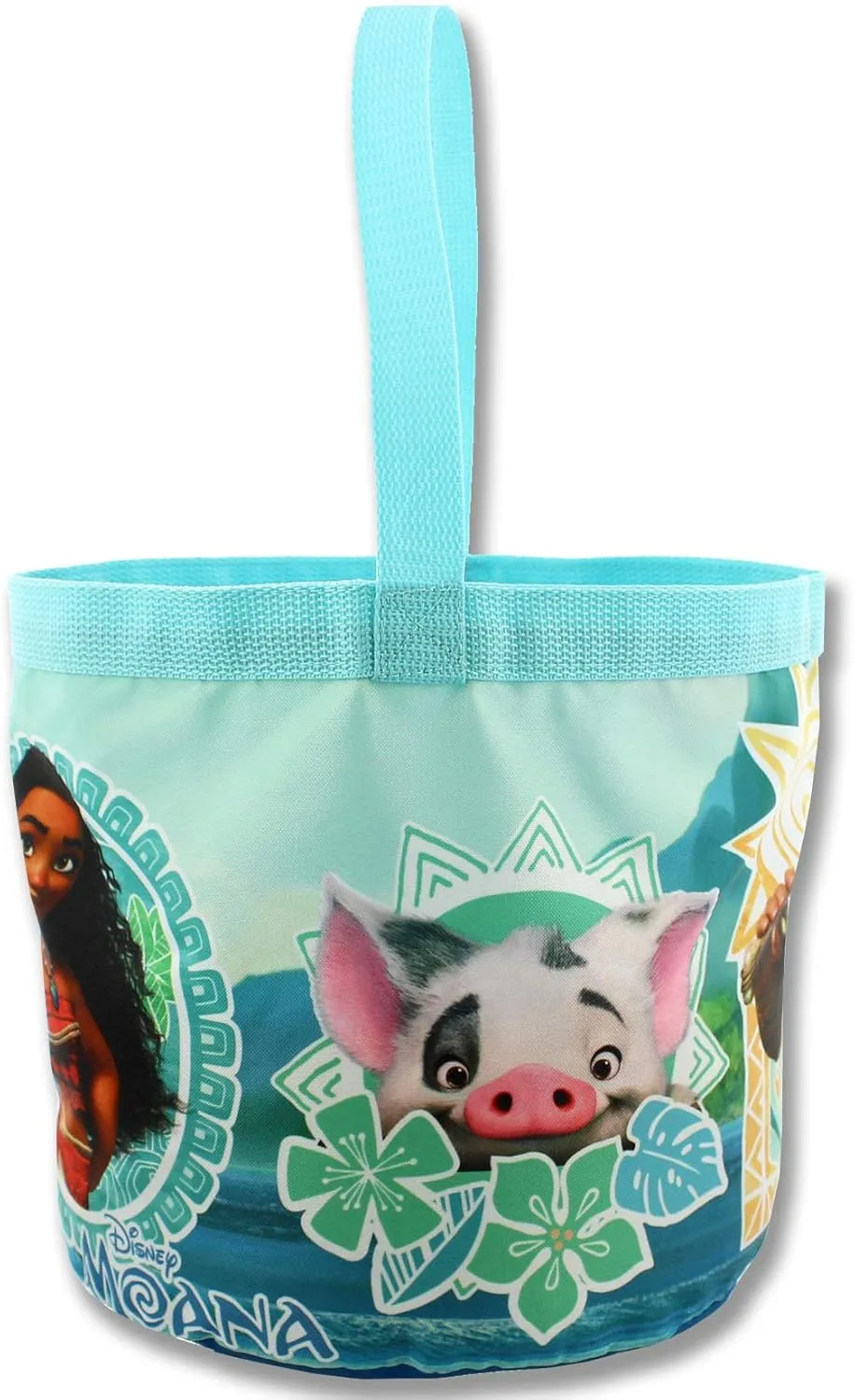 Disney Moana Maui Girls Collapsible Nylon Gift Basket Bucket Tote Bag (One Size, Blue)