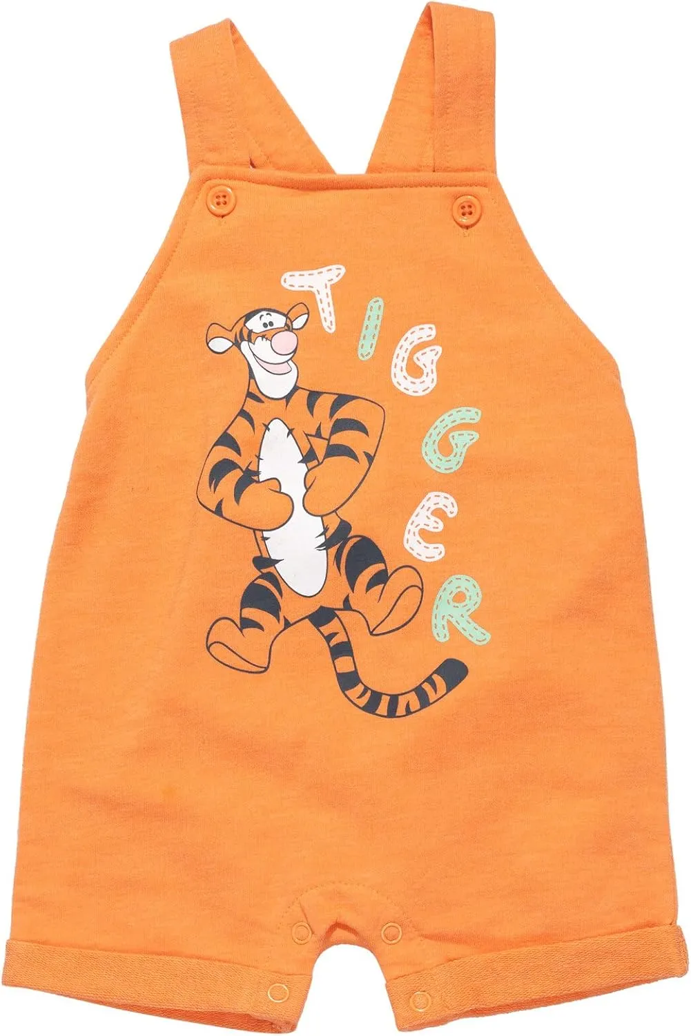 Disney Tigger Winnie the Pooh Baby French Terry Short Overalls T-Shirt and Hat 3 Piece Outfit Set Newborn to Infant