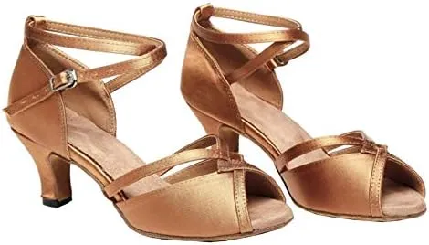 DKZSYIM Women's Professional Latin Dance Shoes Ballroom Wedding Performance Shoes,Model L354