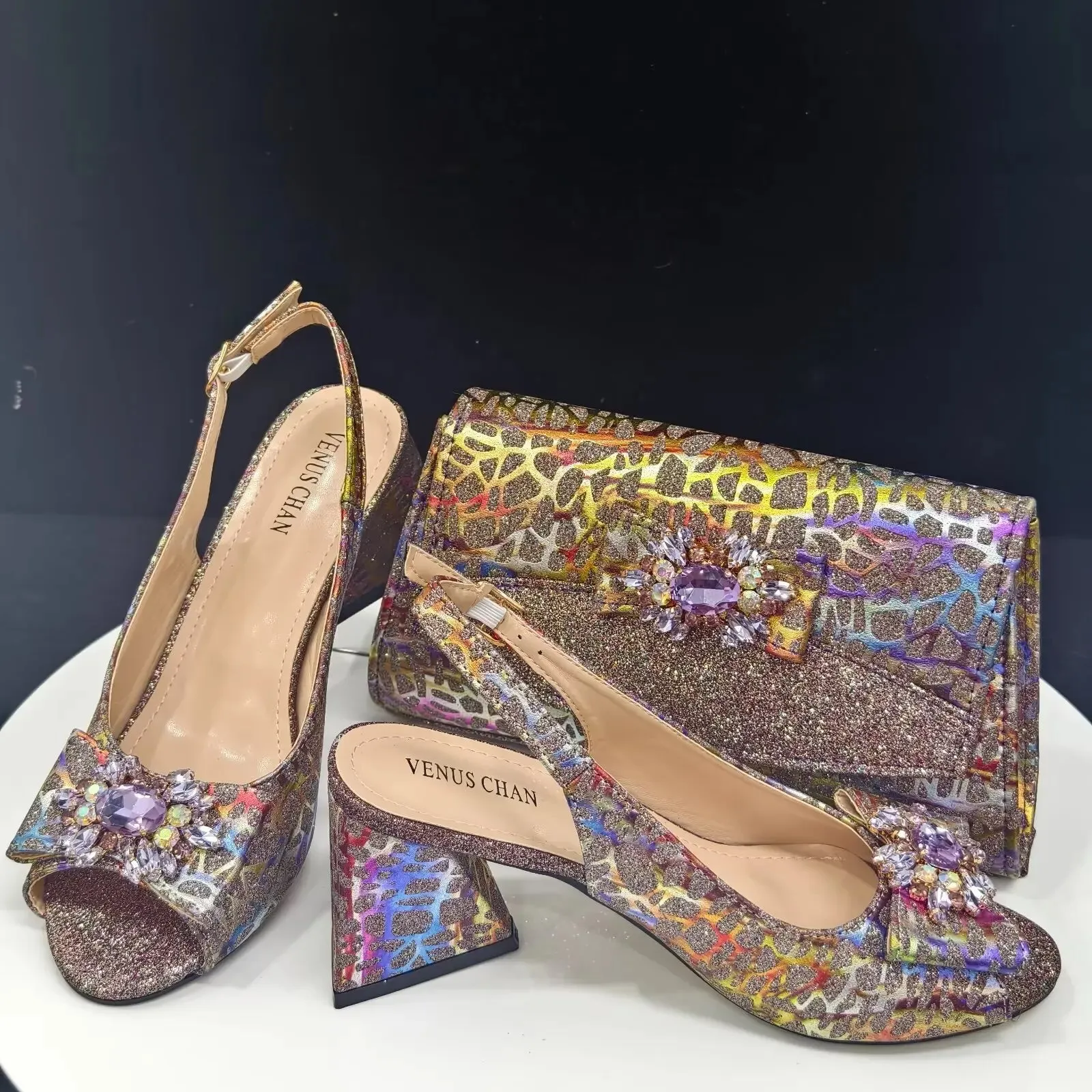 Doershow High Quality African Style Ladies Shoes And Bags Set Latest wine Italian Shoes And Bag Set For Party  HRE1-5