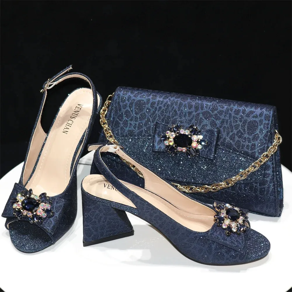 Doershow High Quality African Style Ladies Shoes And Bags Set Latest wine Italian Shoes And Bag Set For Party  HRE1-5