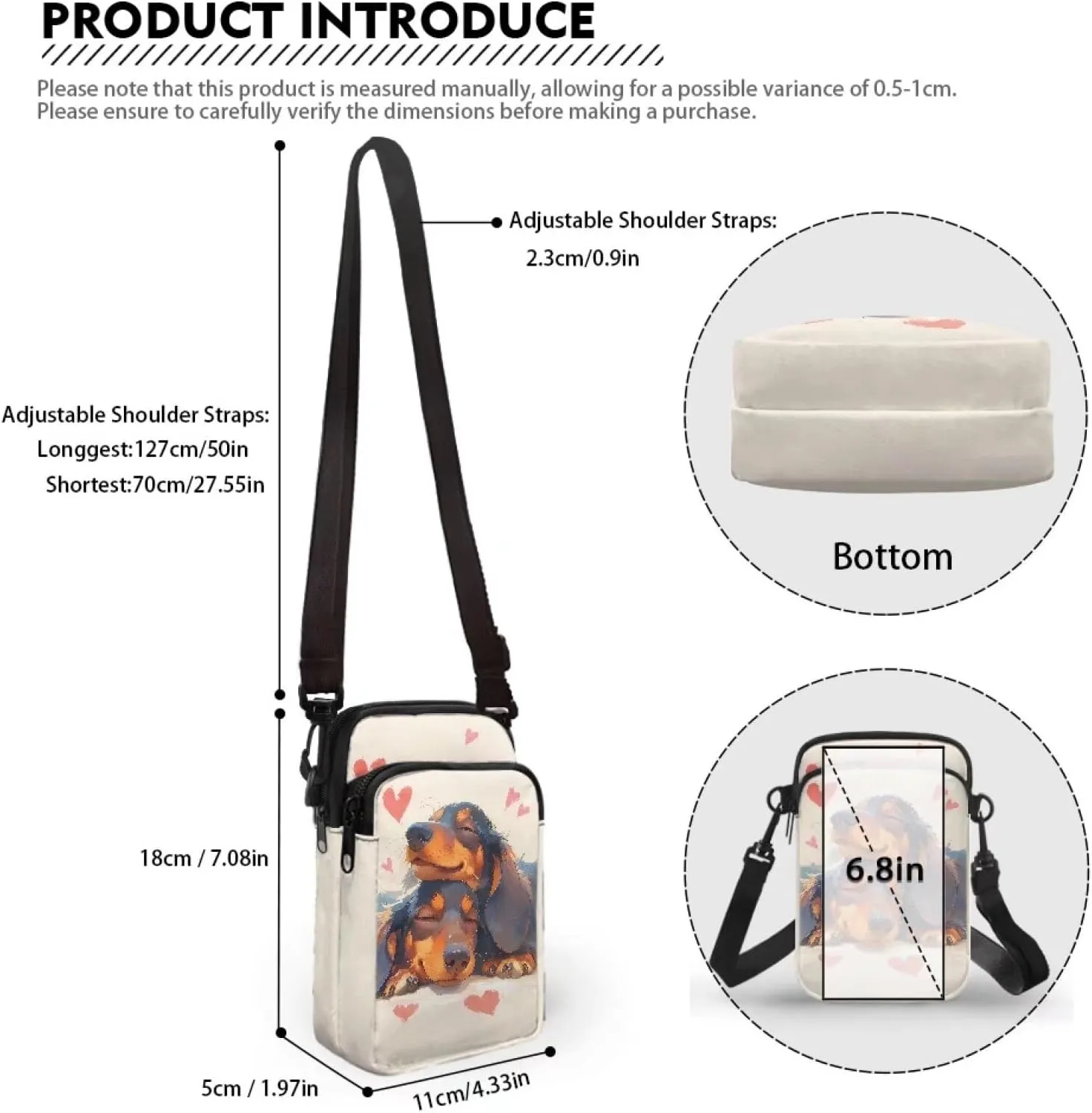 Dog Tiger Crossbody Bags for Women, Rose Daisy Small Crossbody Handbags, Cow Print Stained Glass Mini Cell Phone Bag
