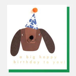 Dog With Party Hat Birthday Card