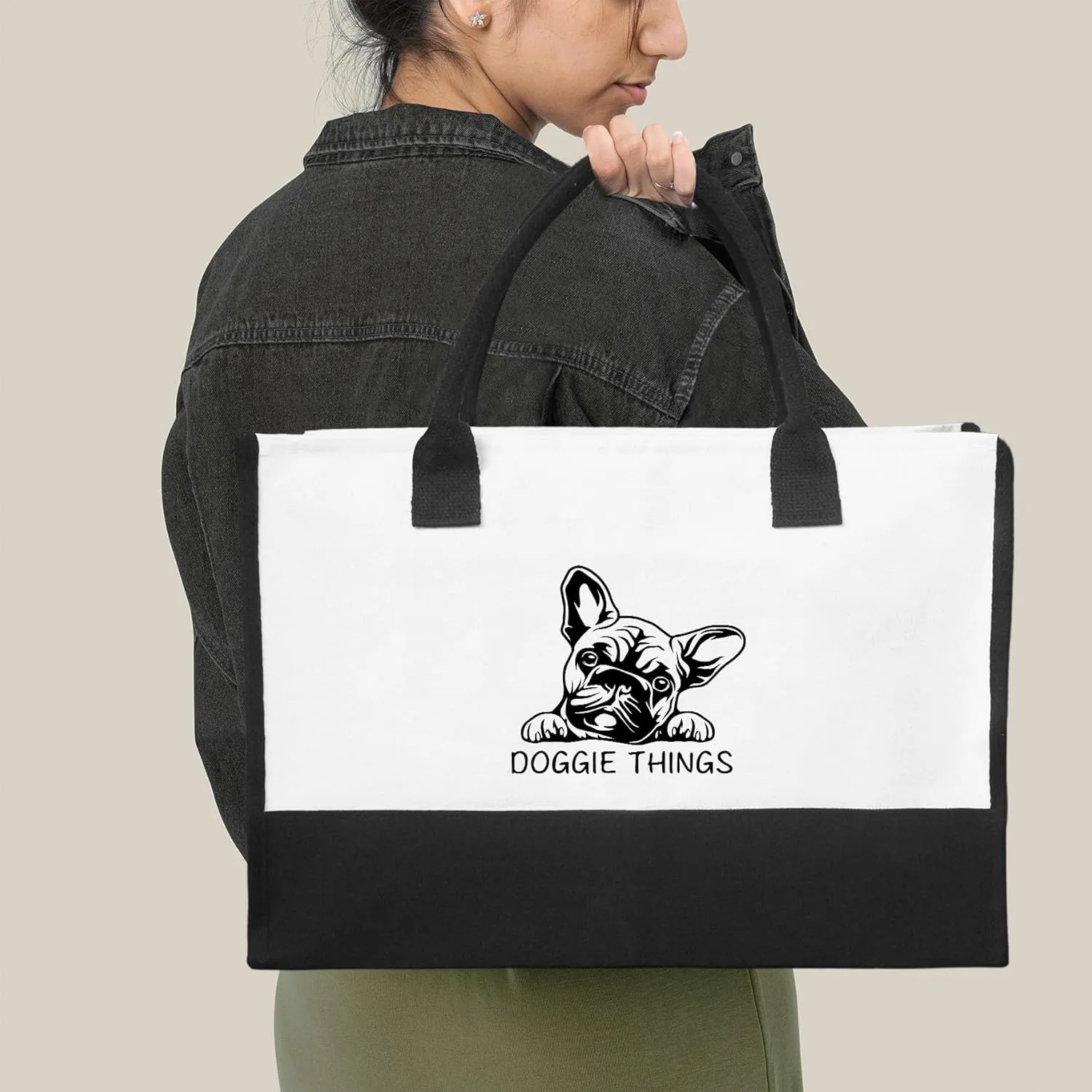 Doggie Things Canvas Tote Bag Canvas Beach Bag for Women,Dog Lovers Gifts for Women,Birthday Christmas Cute Gifts.