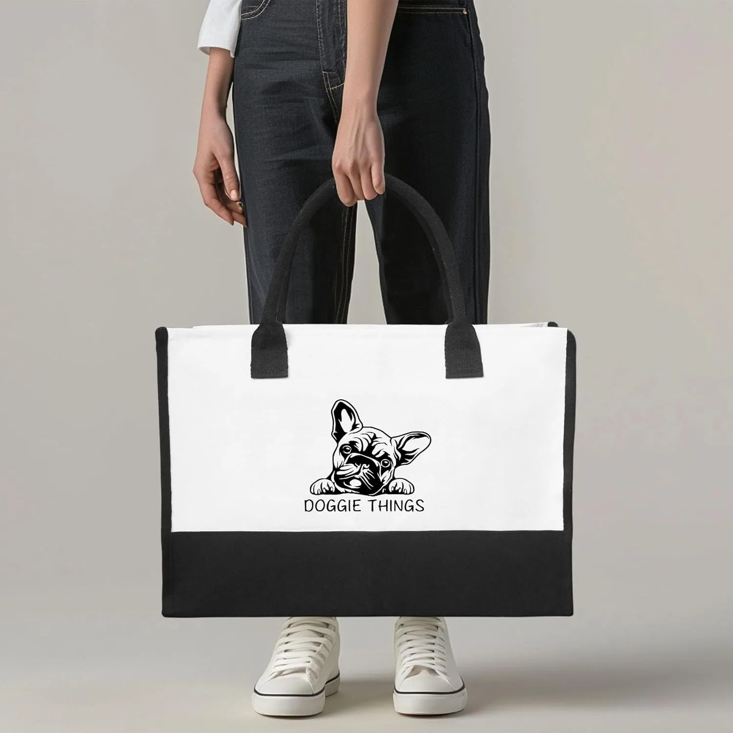 Doggie Things Canvas Tote Bag Canvas Beach Bag for Women,Dog Lovers Gifts for Women,Birthday Christmas Cute Gifts.