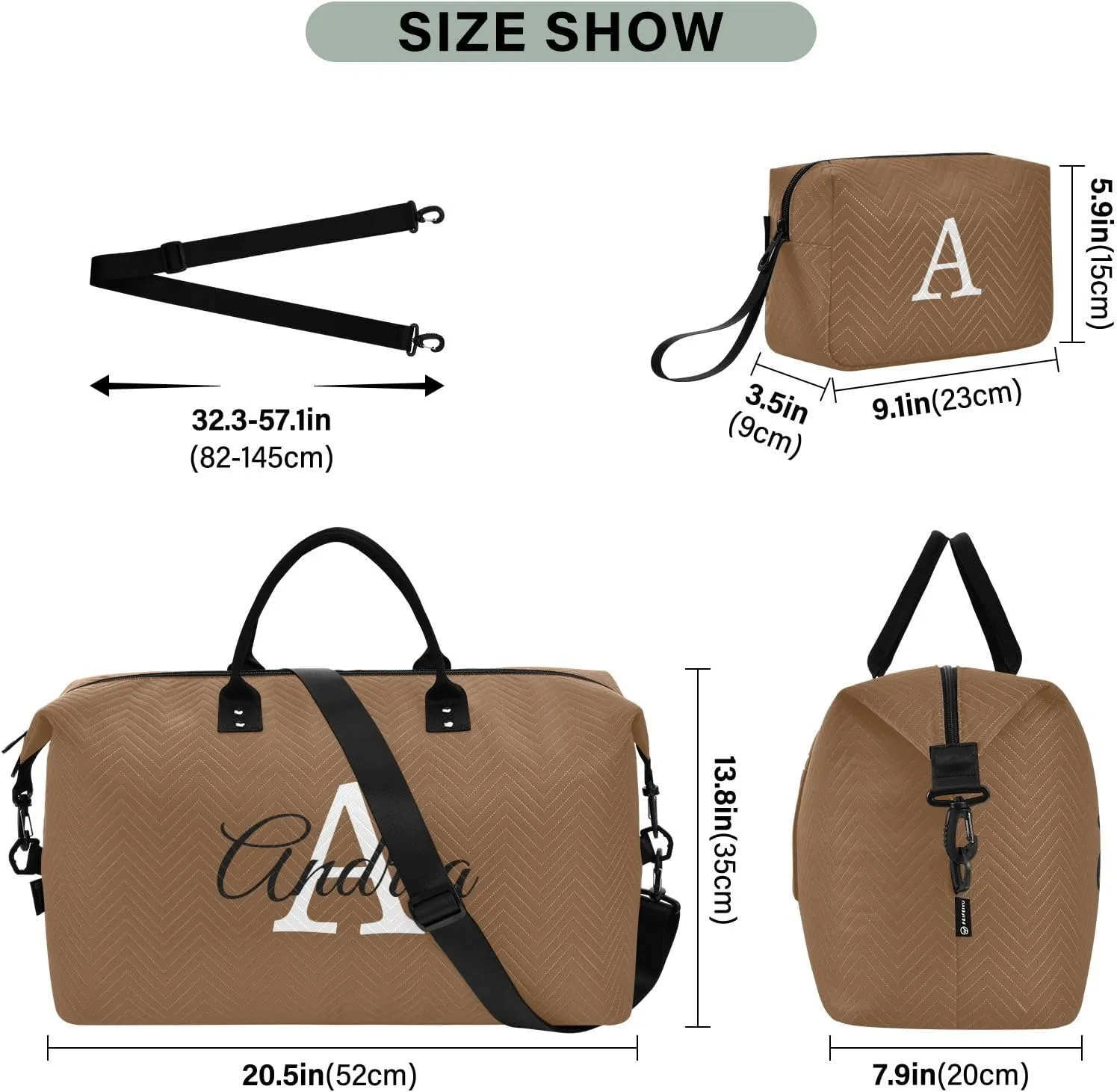 DOMIKING Color Personalized Duffel Bag Weekender Overnight Bags for Women Men Custom Travel Bag for Travel, 2 Pcs