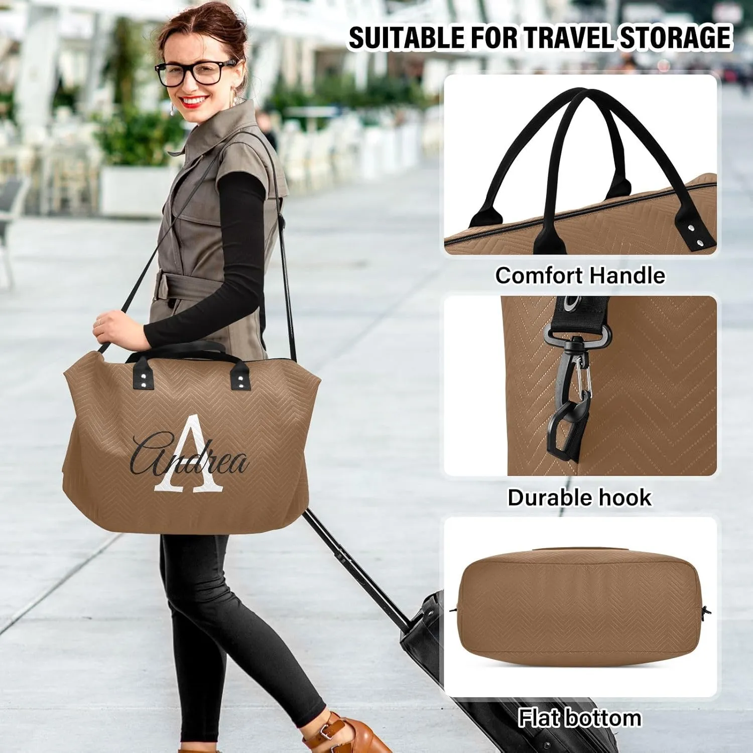 DOMIKING Color Personalized Duffel Bag Weekender Overnight Bags for Women Men Custom Travel Bag for Travel, 2 Pcs