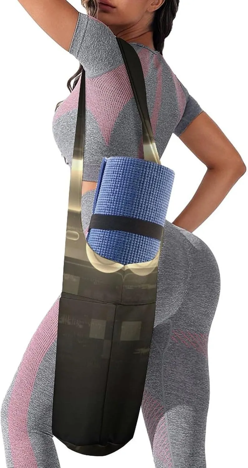 Donnapink Yoga Mat Bag, Canvas Storage Bag with Pocket Shoulder Strap, Fashion Mat Bag