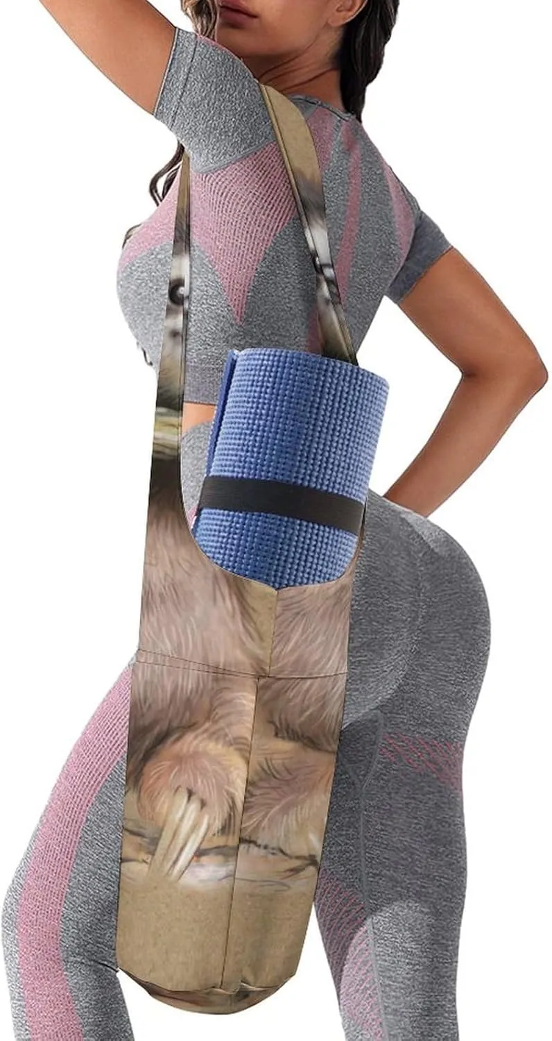 Donnapink Yoga Mat Bag, Canvas Storage Bag with Pocket Shoulder Strap, Fashion Mat Bag